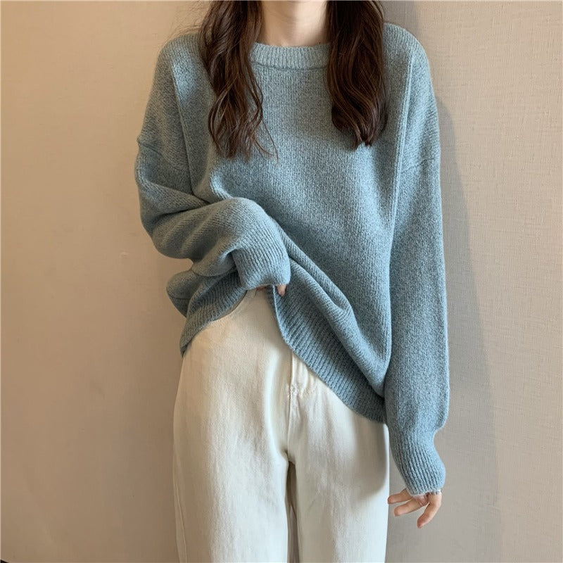 Soft Knitted Pullover Sweater for Women - Solid Color Loose Winter & Autumn Top 1954 | Cozy Casual Wear for Office, Travel & Everyday Outfits