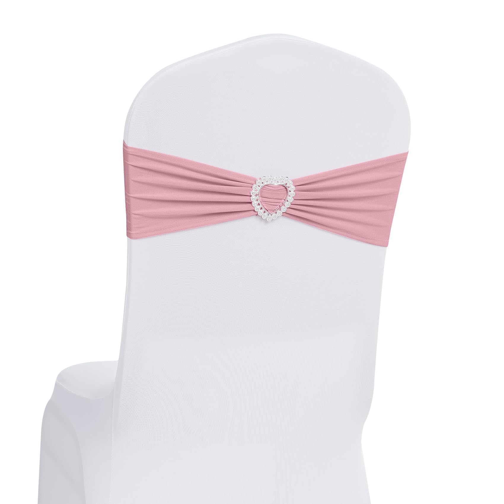 60 Pack Spandex Chair Sashes with Buckle Slider - Stretch Elastic Chair Covers for Wedding, Banquet & Party Decorations (Dusty Pink) | Universal Chair Bands for Event Decor, Table Setting & Venue Styling