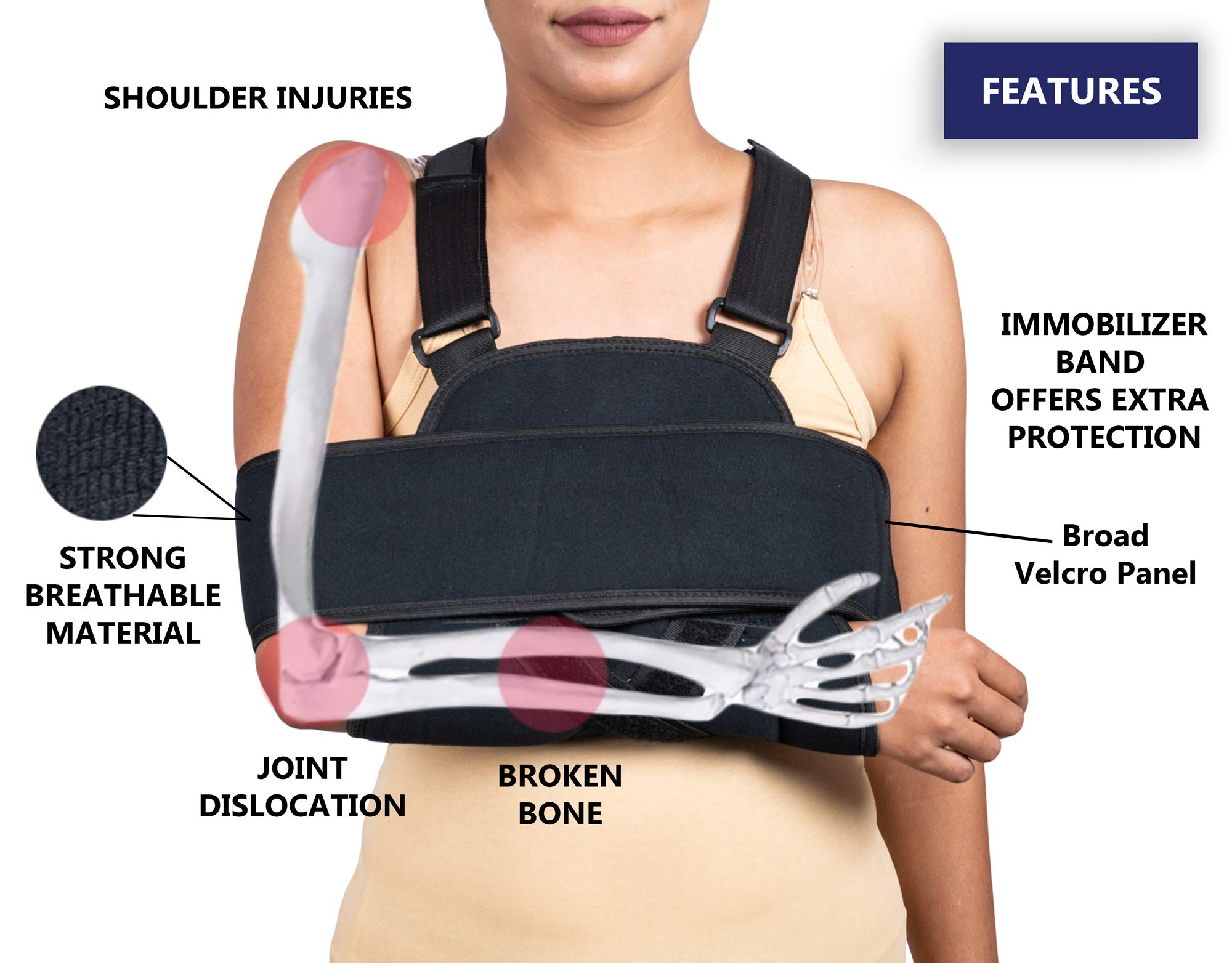 Best Adjustable Shoulder Sling & Arm Support Brace for Rotator Cuff Injury Recovery - Comfortable Shoulder Immobilizer for Men & Women - Ideal for Post-Surgery, Sports Injuries & Daily Pain Relief