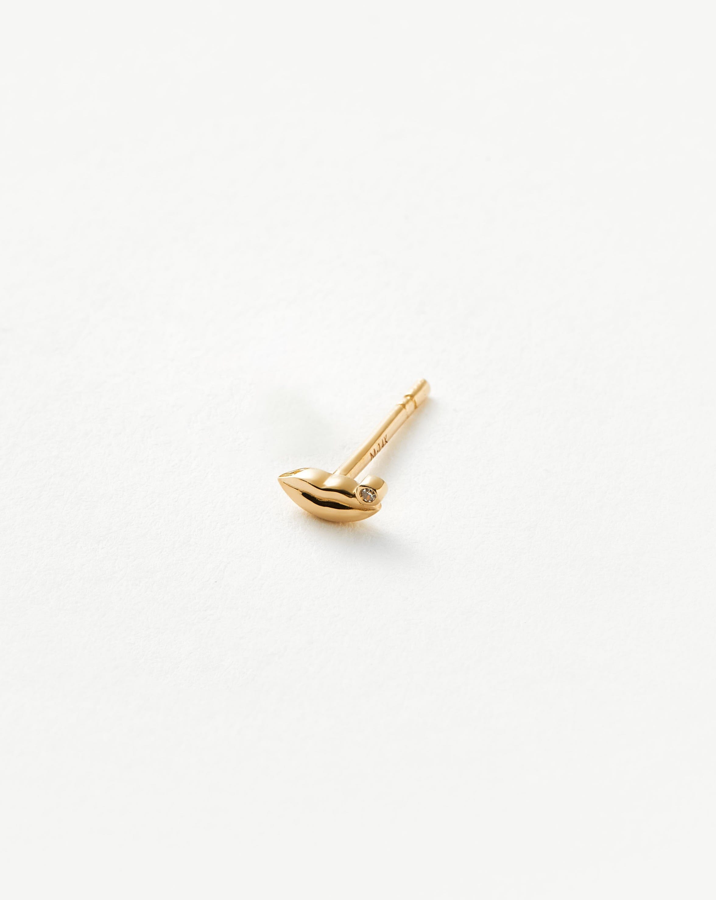 Fine Diamond Lips Single Stud Earrings - 14K Gold Plated Dainty Lip Stud Earrings for Women, Perfect for Valentine's Day Gifts, Date Nights & Special Occasions