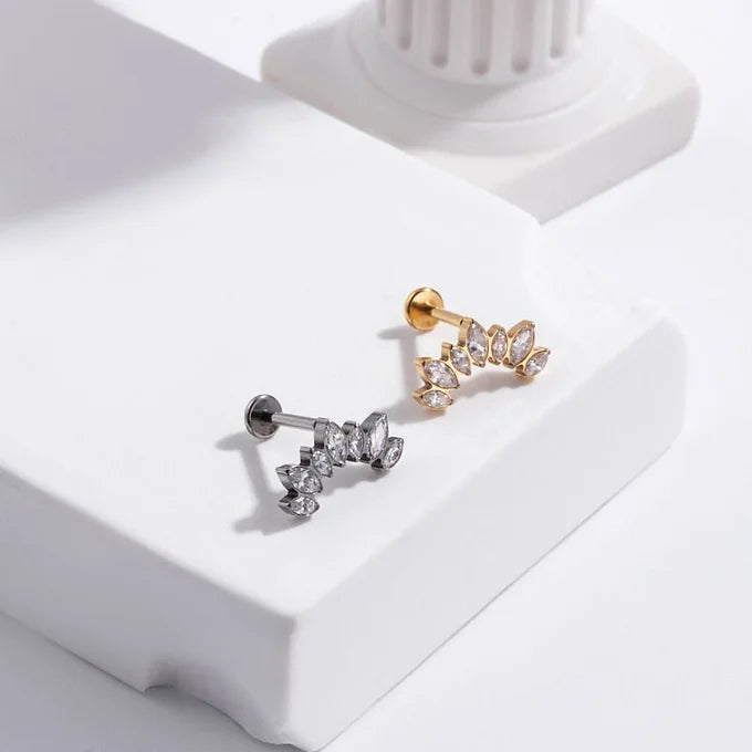 16G Sparkly CZ Titanium Lip Stud Labret Back Stud - Body Jewelry for Piercing | Perfect for Everyday Wear, Parties & Special Occasions