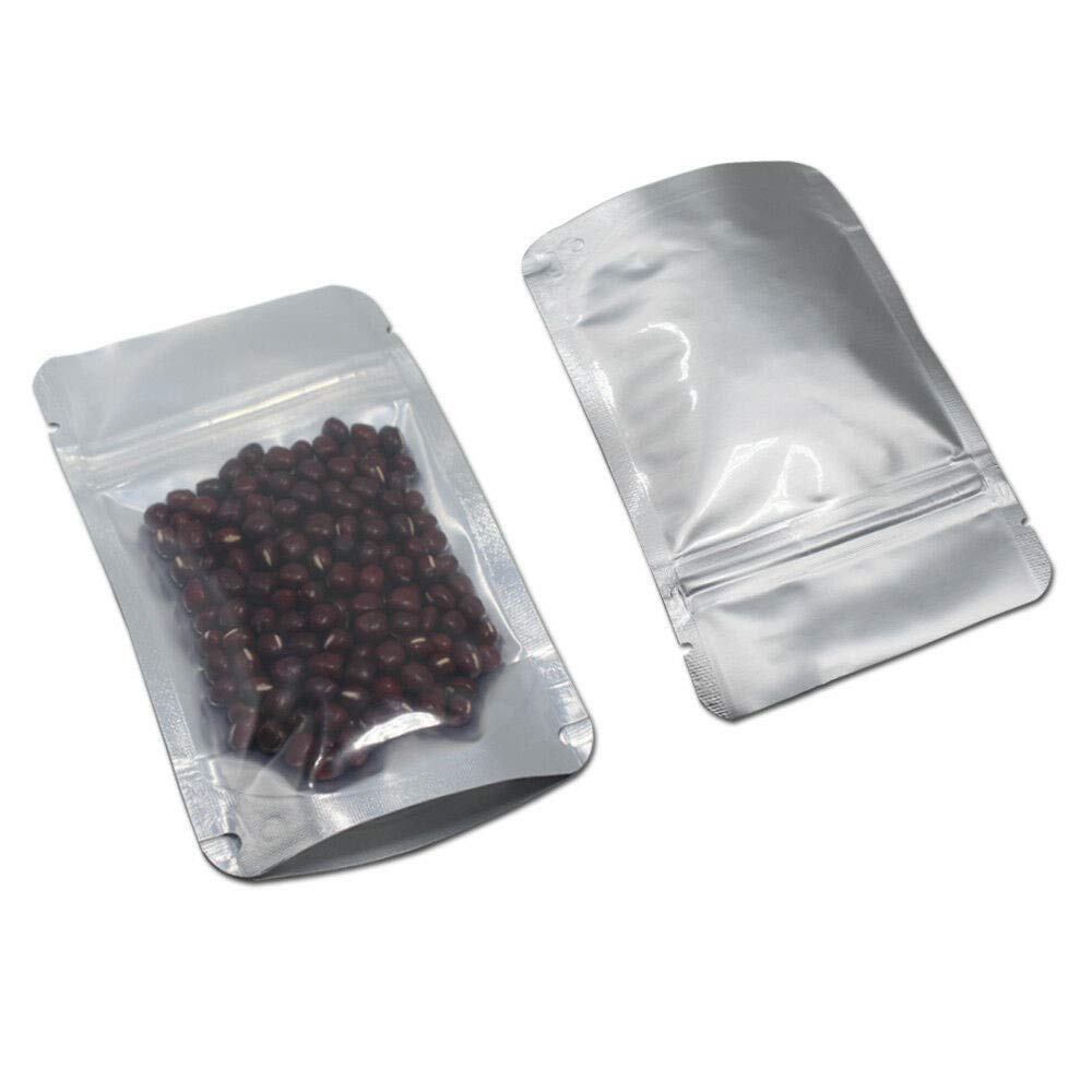 Resealable Stand Up Pouch with Ziplock - 500 Pack (6x10 Inch) Pure Aluminum Foil Food Storage Bags for Coffee, Snacks & Dry Goods | Airtight, Reusable & Clear Front Packaging for Home, Kitchen & Commercial Use