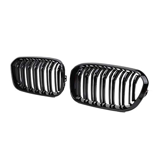 High-Performance Front Racing Grill for BMW F20 F21 1 Series (2015-2017) - Sporty Double Slat Line Kidney Grille in Gloss Black - Perfect for Car Enthusiasts & Street Racing Upgrades