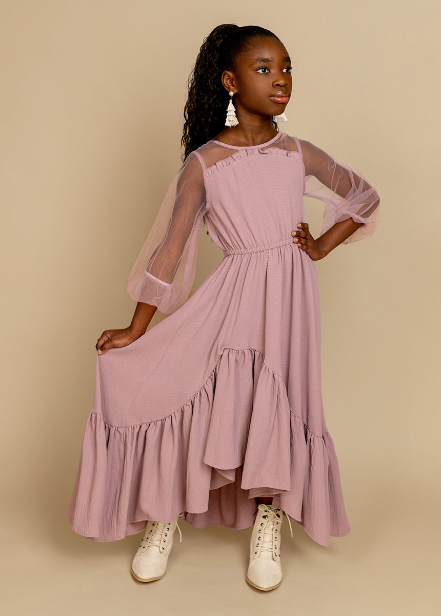 Jespyr Women's Dusty Mauve Dress - Elegant Flowy Midi Dress for Casual Wear, Date Night & Special Occasions