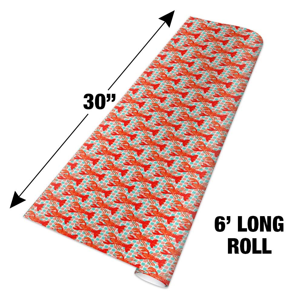 GRAPHICS & MORE Lobster Tiles Gift Wrap Paper Rolls - Perfect for Birthday, Wedding & Holiday Present Wrapping