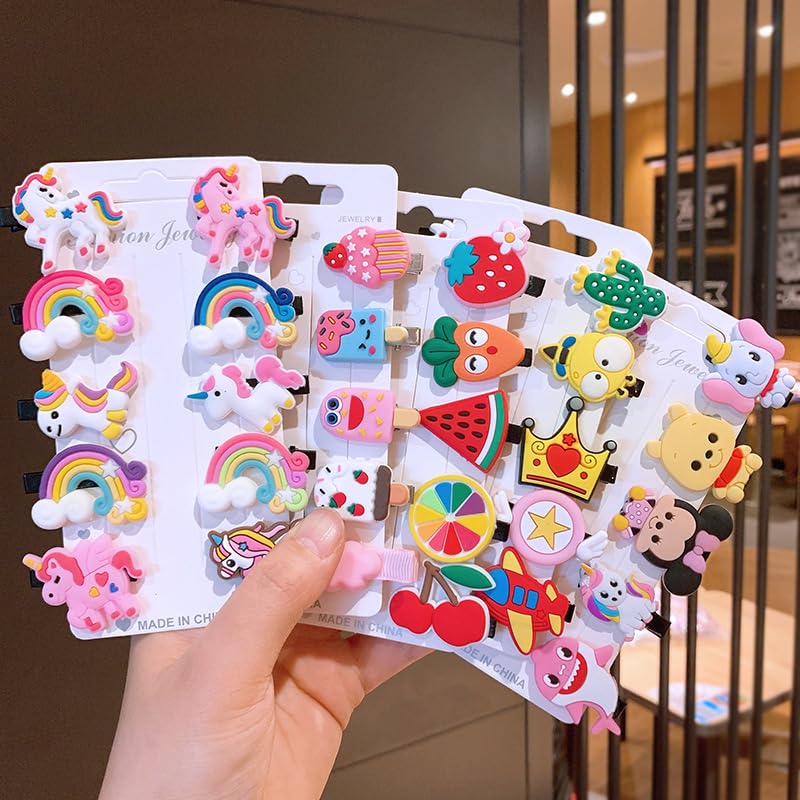 FAVELA™ 20-Pack Mini Emoji & Cartoon Hair Clips for Kids - Cute Smiley Face Barrettes for Girls & Toddlers - Fun Hair Accessories for School, Parties & Daily Styling