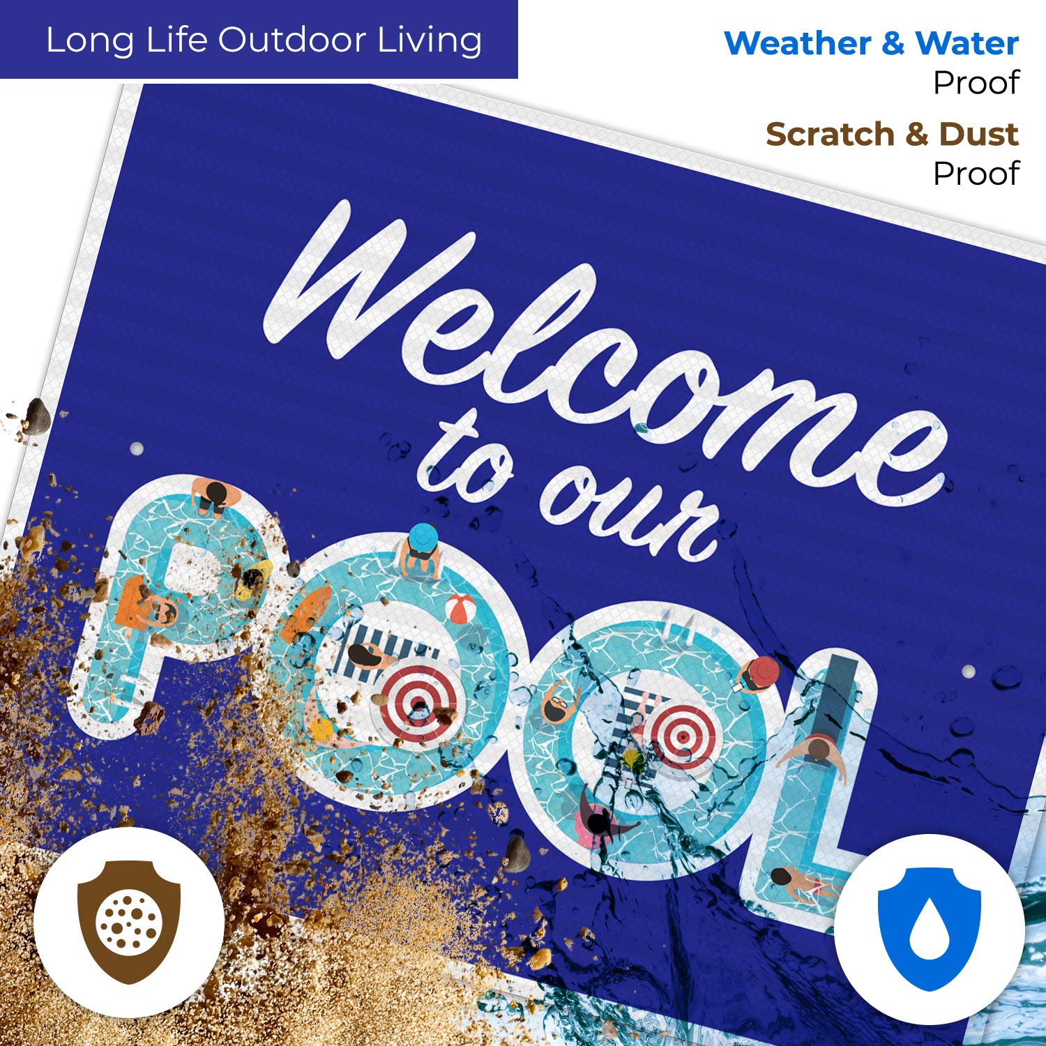 Welcome to Our Pool Sign - 24x30 Inches Rust-Free .063 Aluminum Fade-Resistant Indoor/Outdoor Pool Sign - Durable USA-Made Pool Decor for Backyard, Swimming Pool Area & Summer Parties