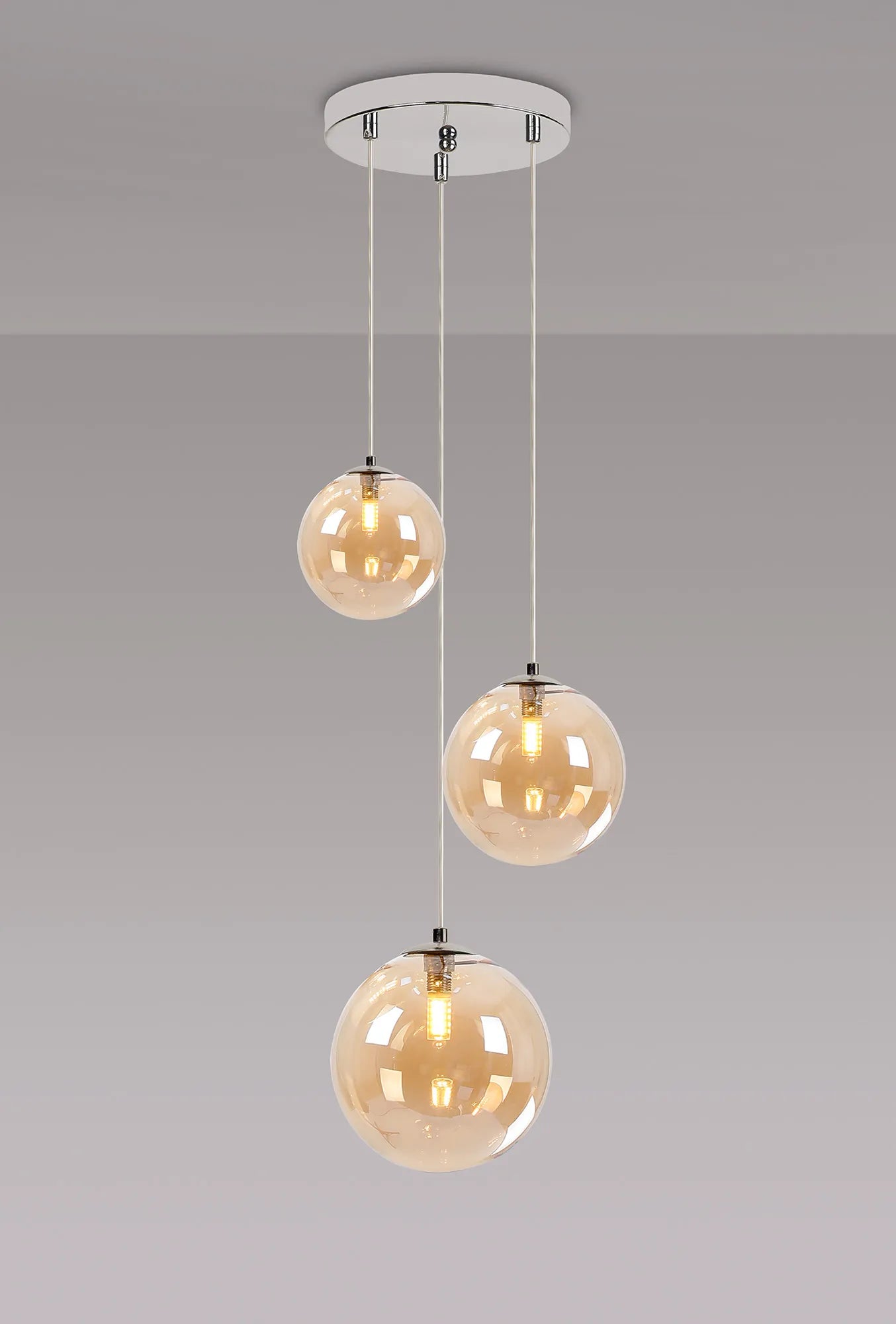 Austin 31cm Round Glass Pendant Light Fixture with 3 G9 Bulb Sockets - Perfect for Kitchen Island, Dining Room, and Modern Home Lighting
