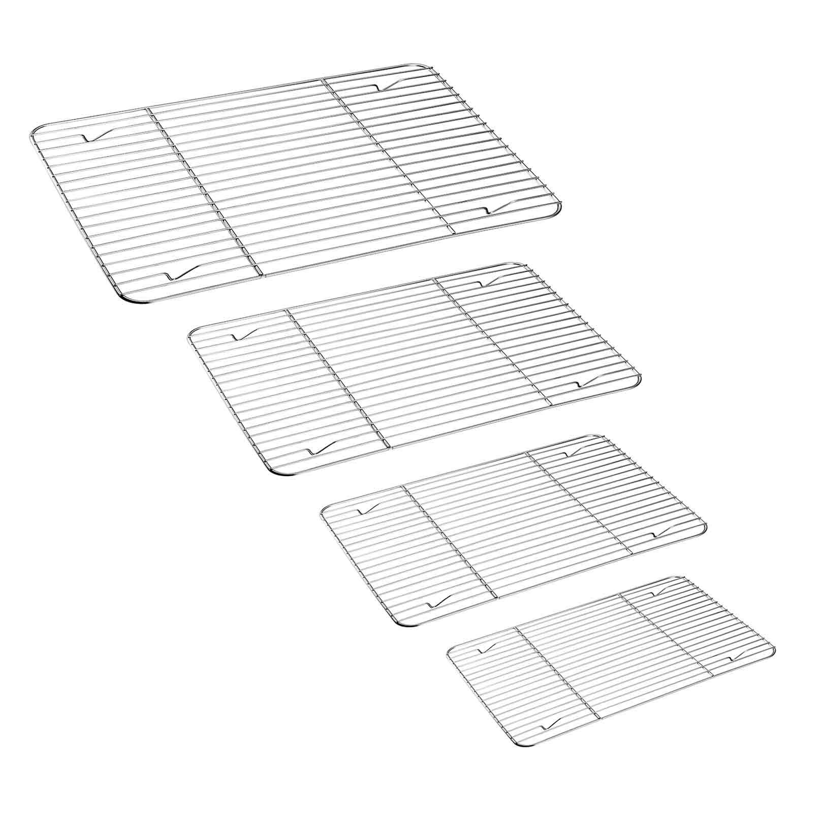 TeamFar 4-Piece Stainless Steel Cooling Rack Set - Oven Safe Baking Racks for Cookies, Bread, Roasting - Rust-Free & Dishwasher Safe Mirror Finish - Perfect for Baking Sheets, Toaster Ovens & Meal Prep