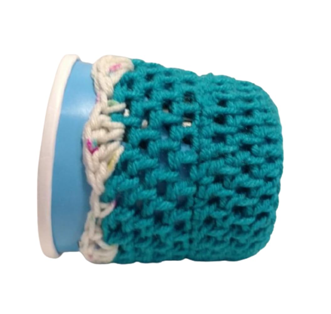 Handmade Crochet Ice Cream Cozies Set of 2 - Blue Polka Dot Design for Ice Cream Bowls & Dessert Cups - Perfect for Parties, Picnics & Summer Treats