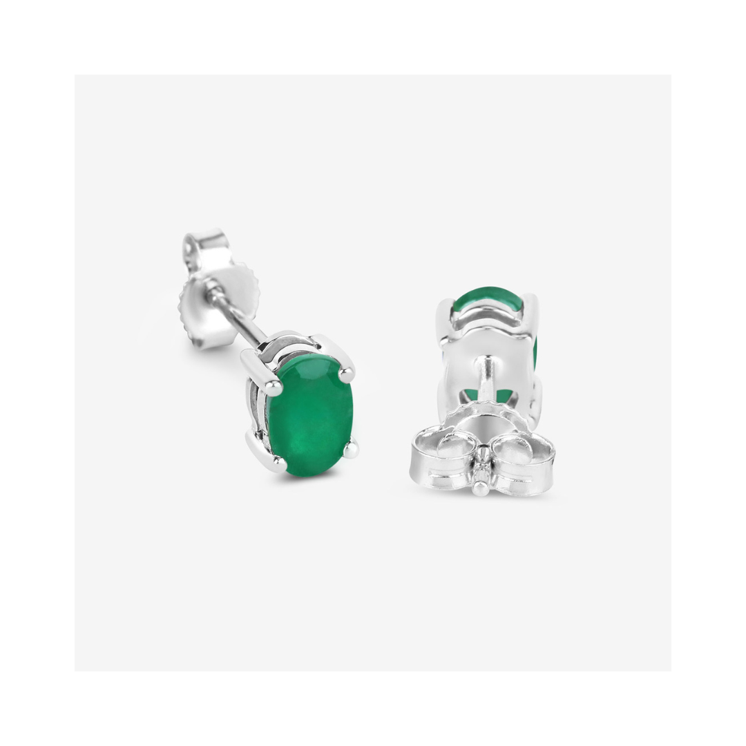 10K Gold Zambian Emerald Oval Stud Earrings for Women – Elegant & Hypoallergenic Jewelry for Everyday Wear, Parties & Gifts