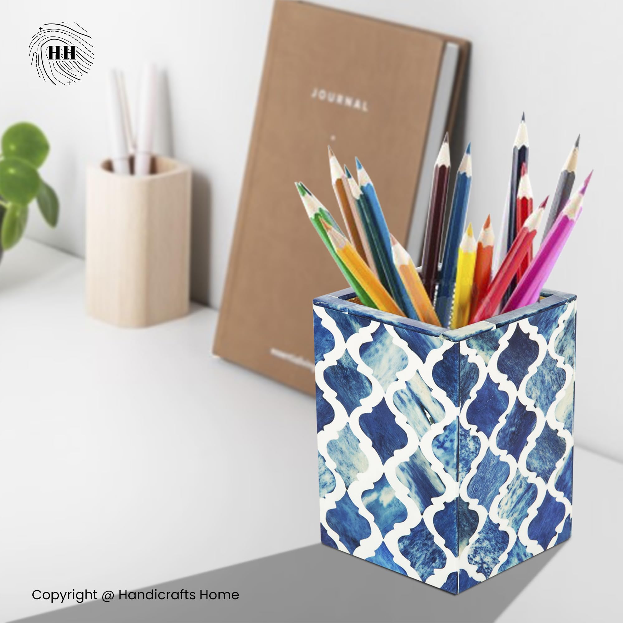 Handmade Moroccan Blue Ceramic Pen Holder & Desk Organizer - Stylish Pencil Cup for Office, Study, and Home Decor - Perfect for Writers, Students & Professionals