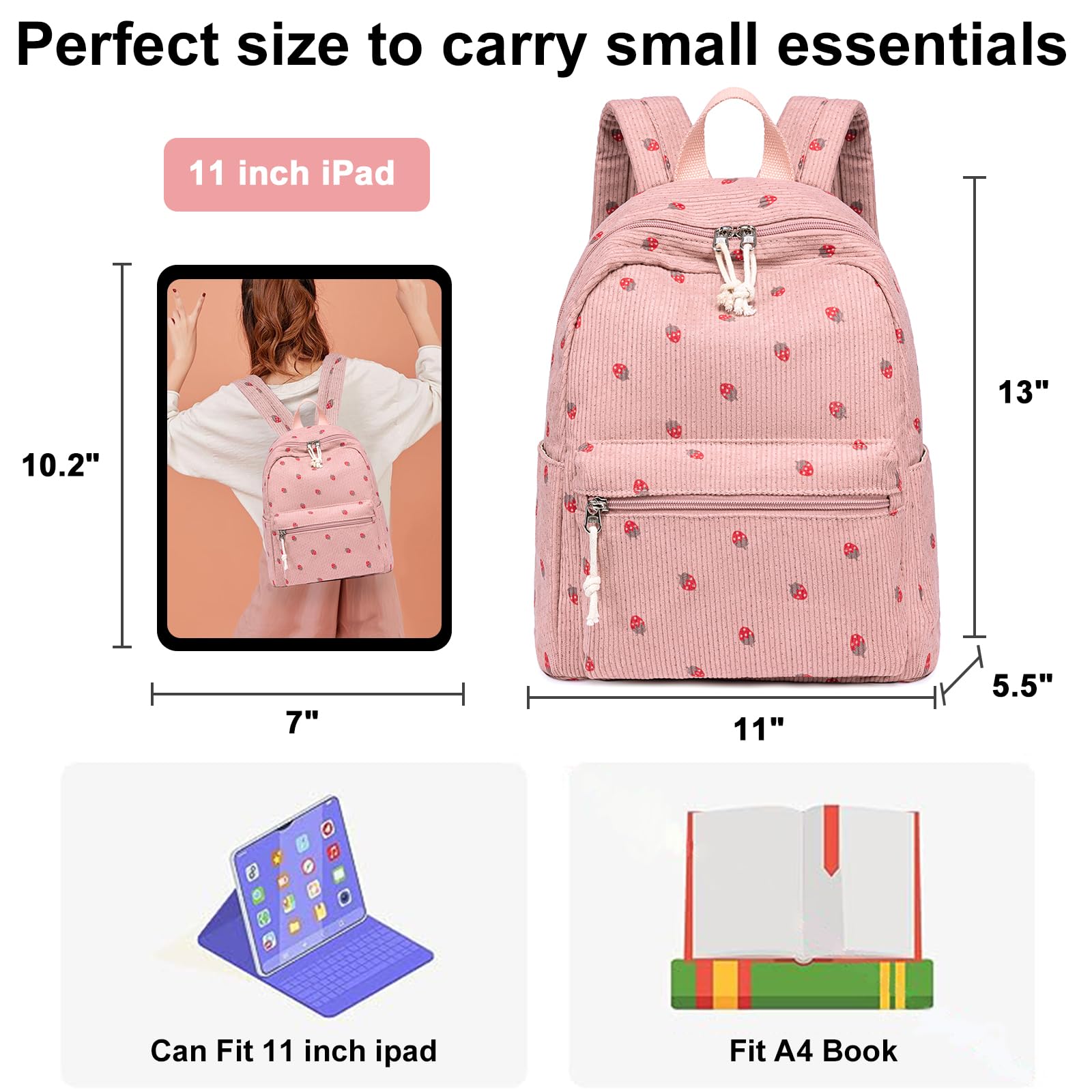Bluboon Mini Backpack for Girls, Women & Teens - Cute Small Backpack Purse for School, Travel & Daily Use | Lightweight Casual Bookbag for College, Work & Outings