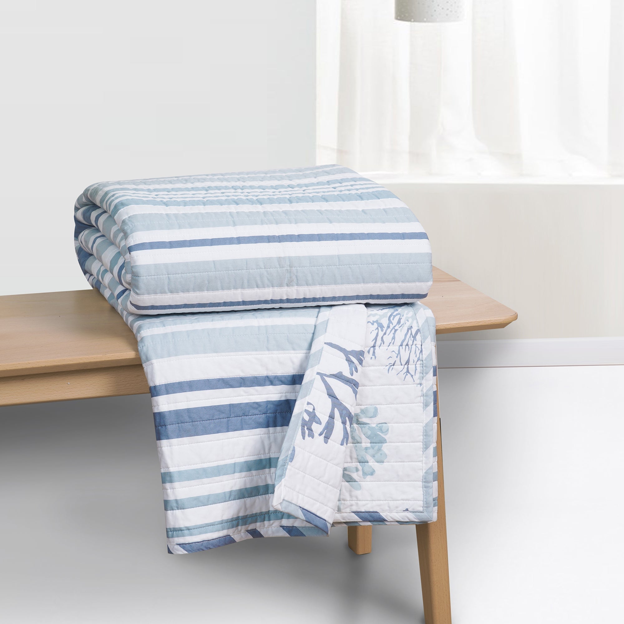 Truro Stripe Quilted Throw Blanket - Soft Cozy Bedspread for Couch, Sofa & Bed - Perfect for Home Decor, Living Room & Gift Giving