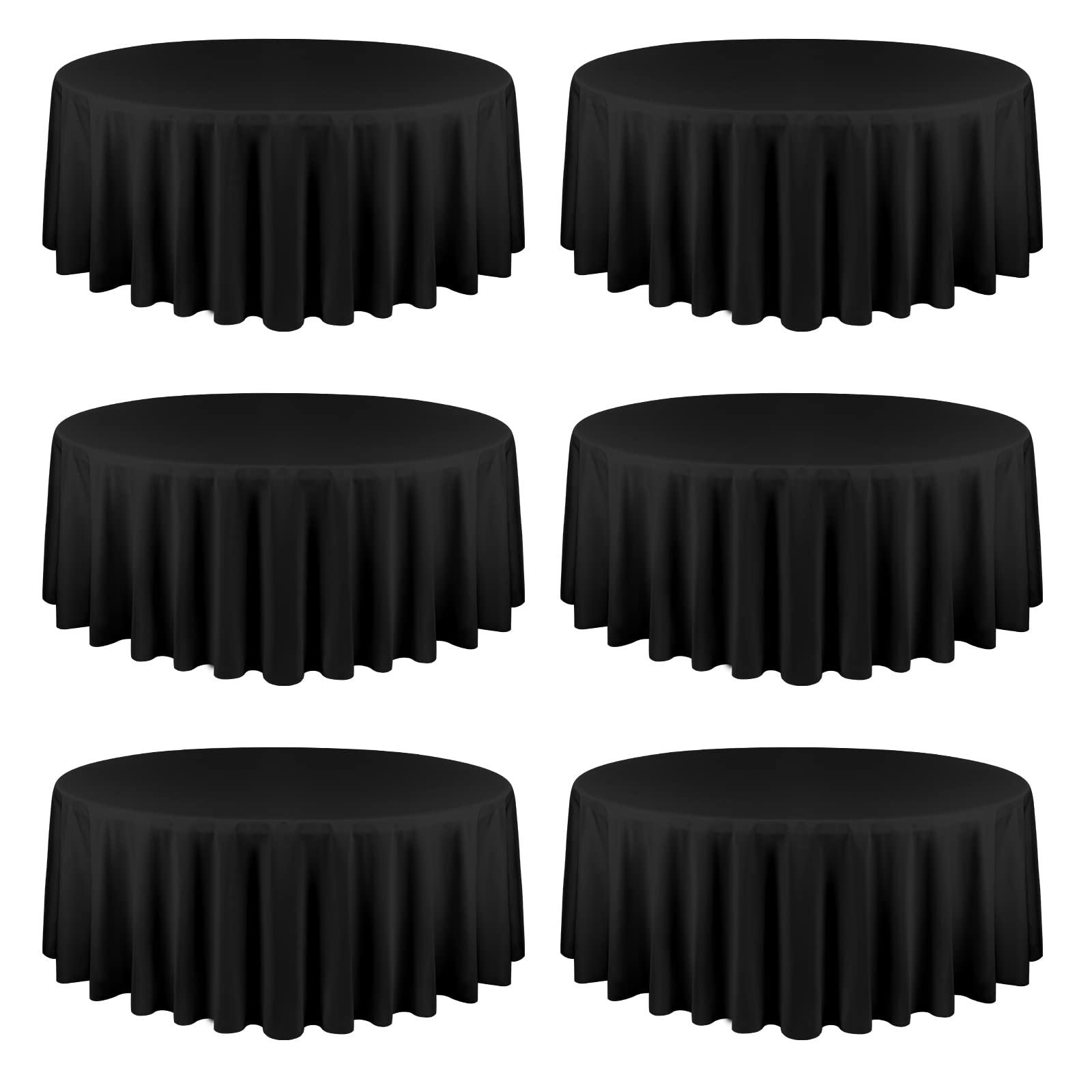 YMHPRIDE 6 Pack 90 Inch Round Tablecloth - Black Polyester Washable Table Covers for Wedding, Party, Dining, Banquet - Perfect for Formal Events, Restaurant Decor & Home Dining