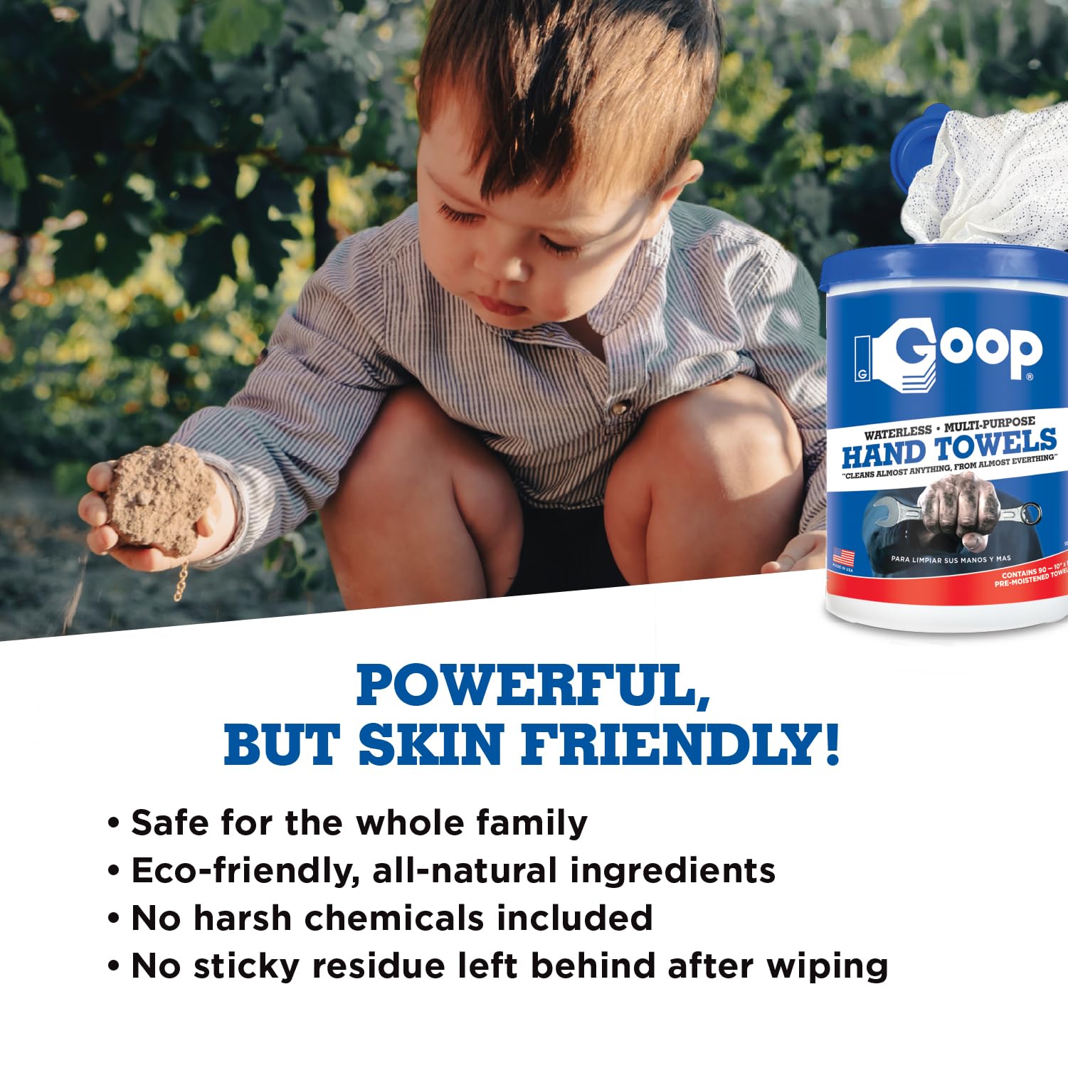 GOOP Multi-Purpose Waterless Hand Cleaner Towels - 90 Count, 10