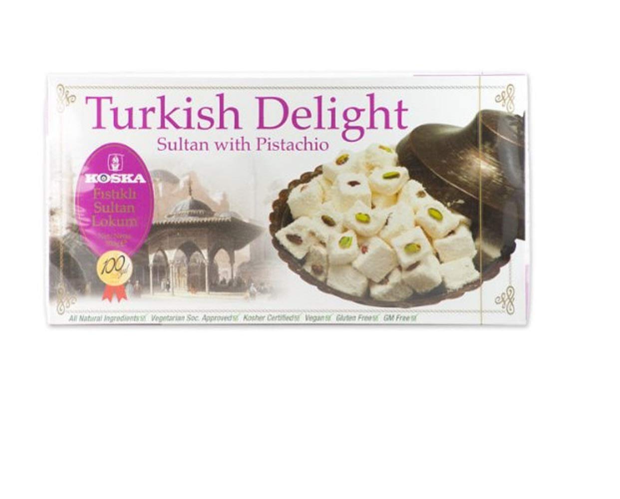 Koska Sultan Turkish Delight - Premium Assorted Flavors - 1.10 lb (500g) - Authentic Turkish Candy - Perfect for Gifts, Desserts & Tea Time Snacks