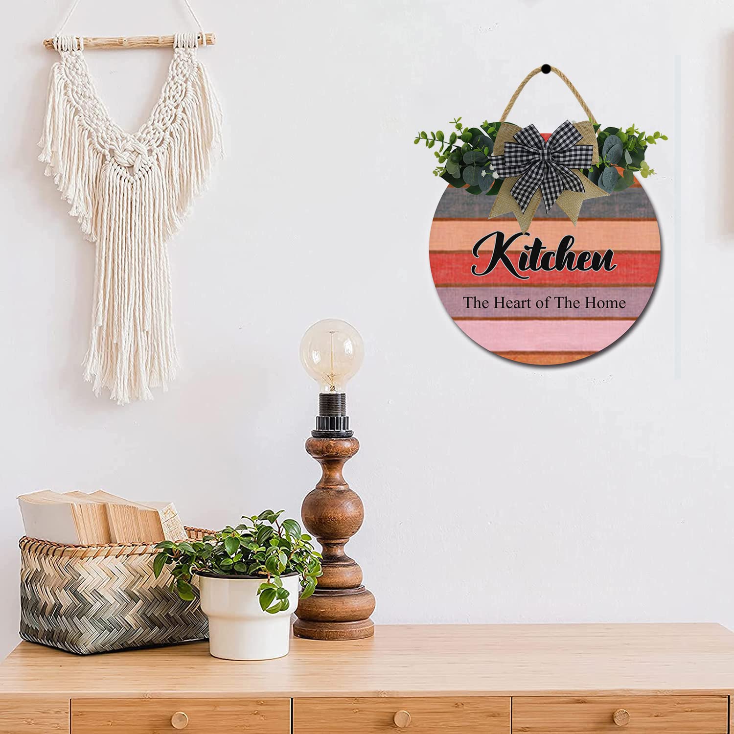 Farmhouse Kitchen Decor Signs - Rustic Wooden Wall Art with Funny Sayings | Heartwarming Home & Kitchen Hanging Decor | Perfect for Farmhouse, Country Style Kitchens & Dining Room Wall Decoration