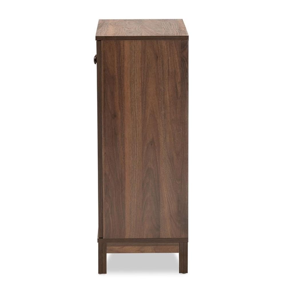 Baxton Studio Nissa Modern Walnut Brown Wood Shoe Cabinet - 2-Door Shoe Storage Organizer for Entryway, Closet & Bedroom