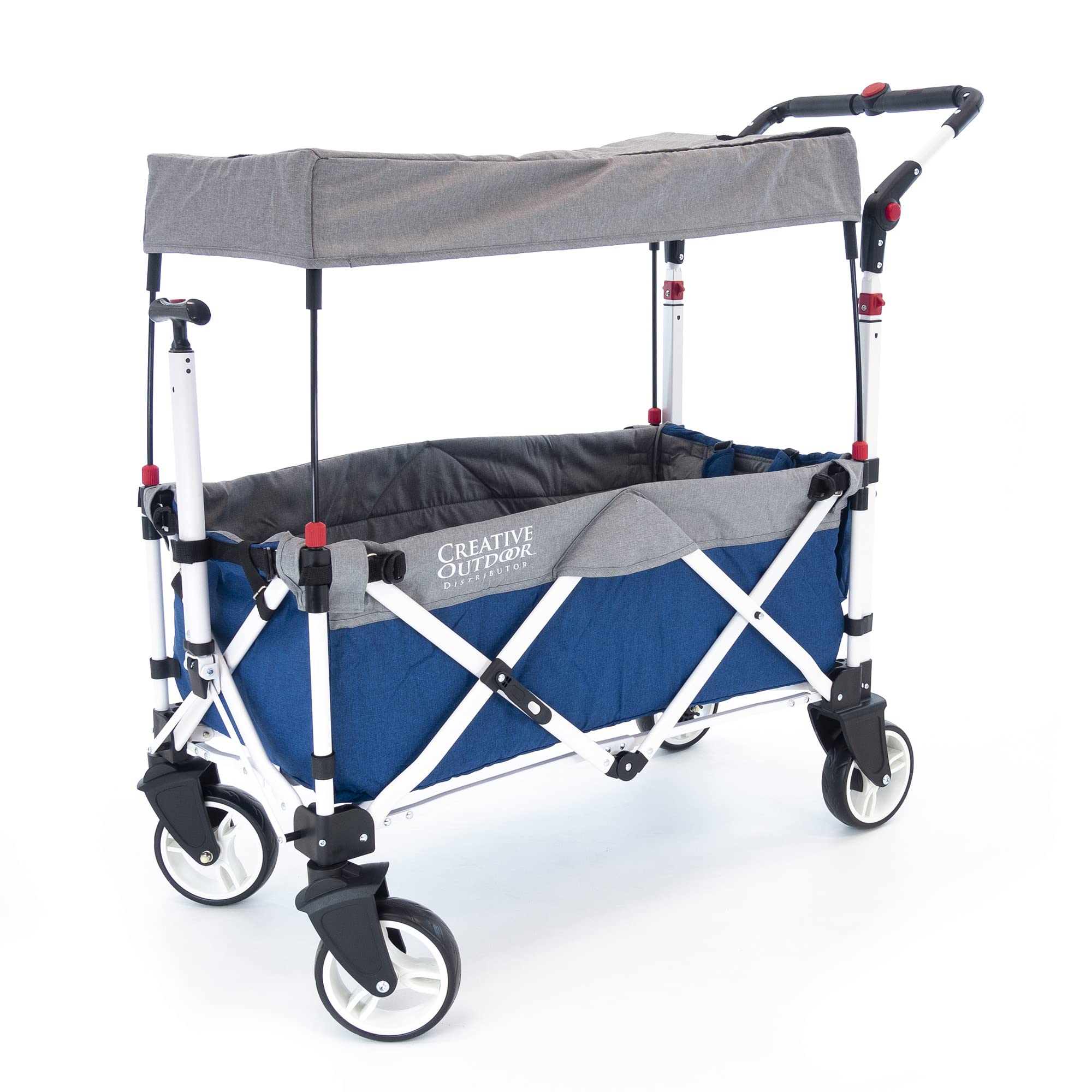 **Premium Push Pull Stroller Wagon for Kids - 150lbs Capacity, Foldable with Canopy - Ideal for Beach, Park, Picnics & Outdoor Adventures (Blue/Gray)**