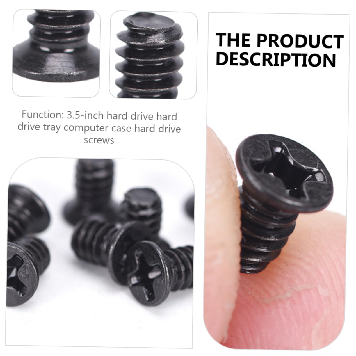 Mikikit 200 Pcs 3.5-Inch HDD Screws Flat Head Computer Hard Drive Screws - Black Nickel Chassis Screws for PC Case, Hard Drive Mounting & Hot Swap Accessories - Perfect for DIY Computer Builds and HDD Upgrades