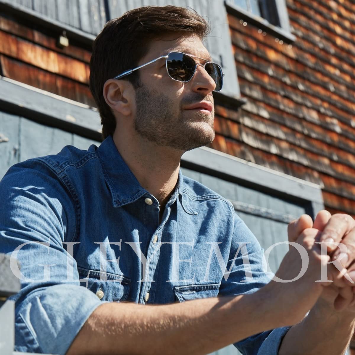 Gleyemor Polarized Square Aviator Sunglasses for Men - Retro Military Tough Guy Style UV Protection Shades - Perfect for Driving, Outdoor Sports & Fashion Accessories