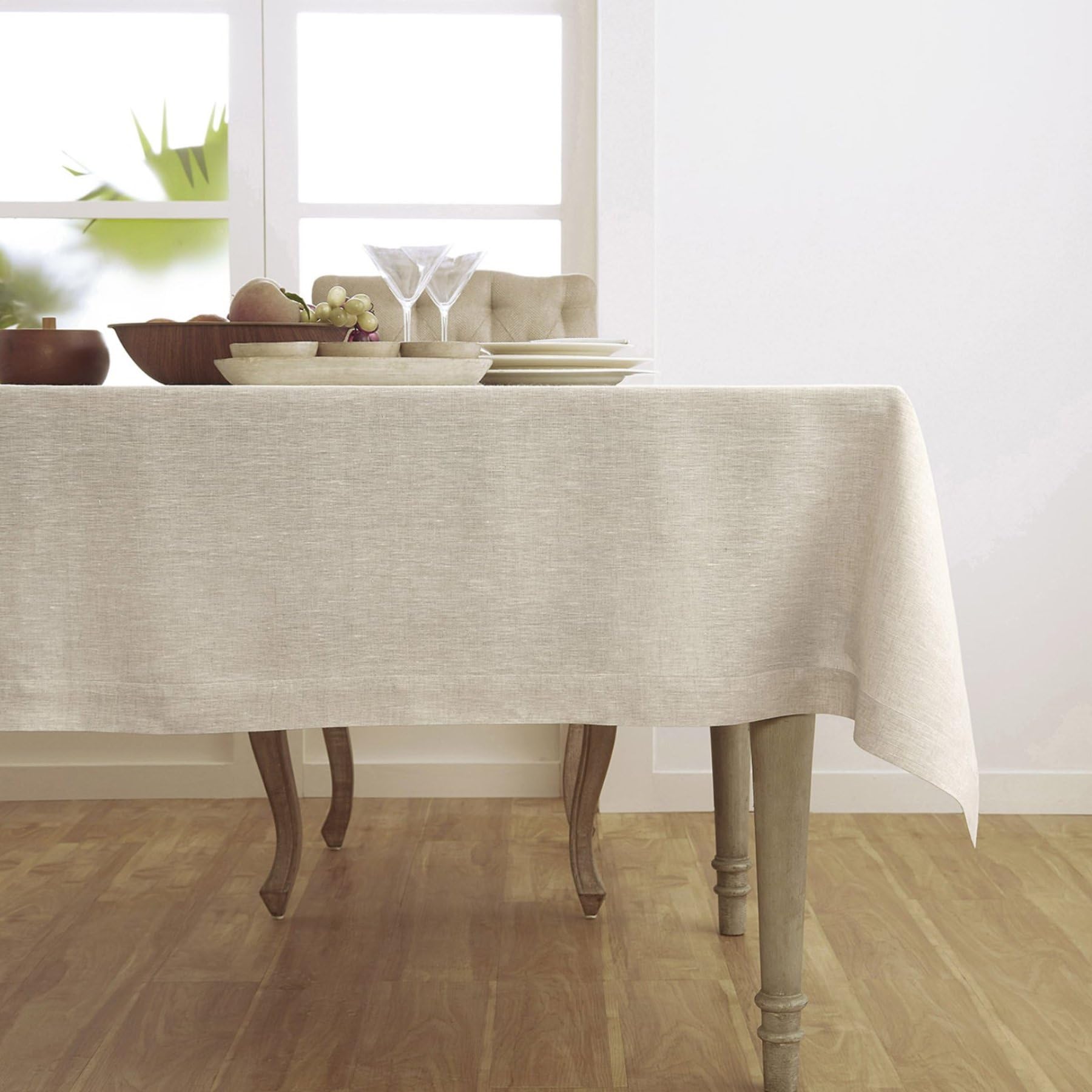 Solino Home 100% Pure Linen Tablecloth 60x132 Inch - Natural Lightweight Rectangular Table Cloth for Dining Room, Kitchen, Party Decor - Machine Washable for Spring, Easter, Mother's Day Gifts & Home Decorations