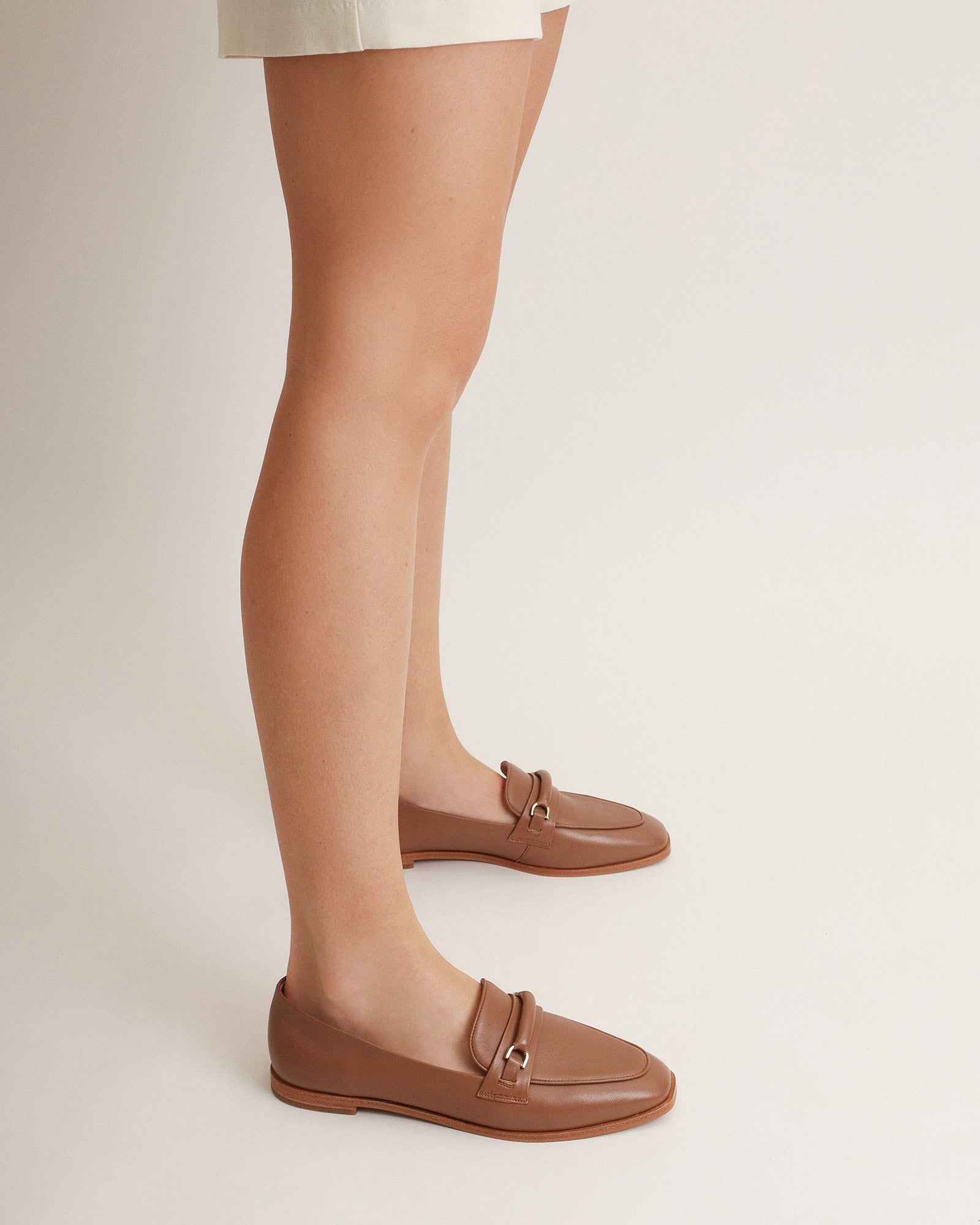 ATHENA LOAFERS for Women - Genuine Caramel Leather Slip-On Shoes - Comfortable & Stylish for Work, Office, and Casual Wear