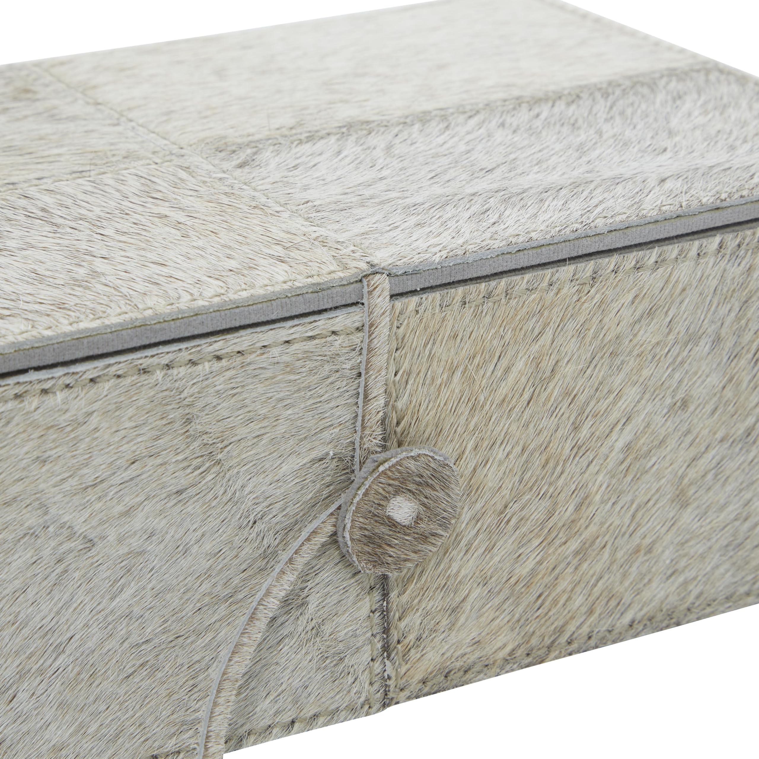 Handmade Leather Storage Box Set - Cowhide Decorative Keepsake Boxes with Loop Fastener, 11