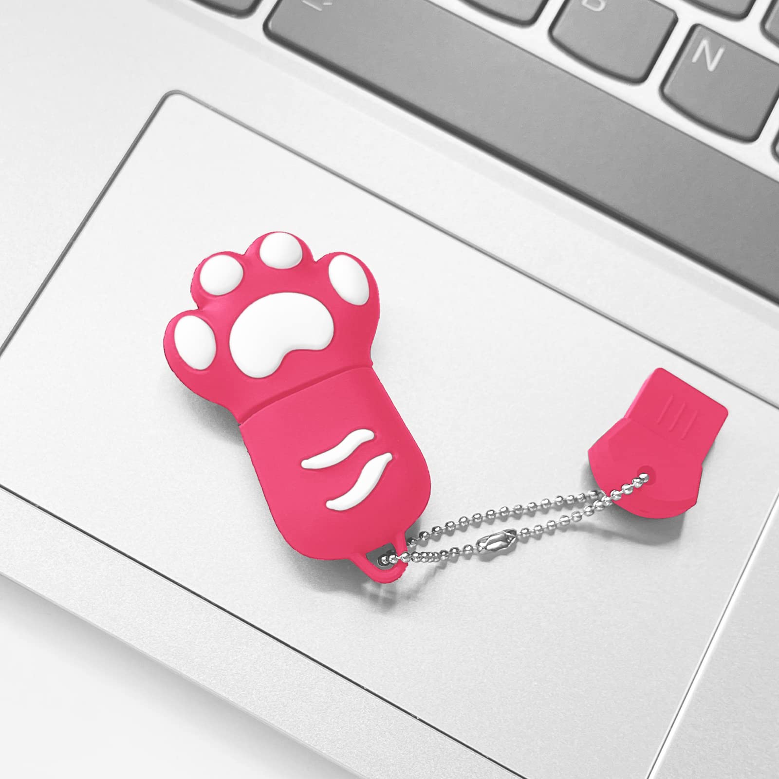 64GB Cute Cat Paw USB Flash Drive - Mini Cartoon Pendrive for PC & Laptop (Pink) - Perfect for Students & Office Use