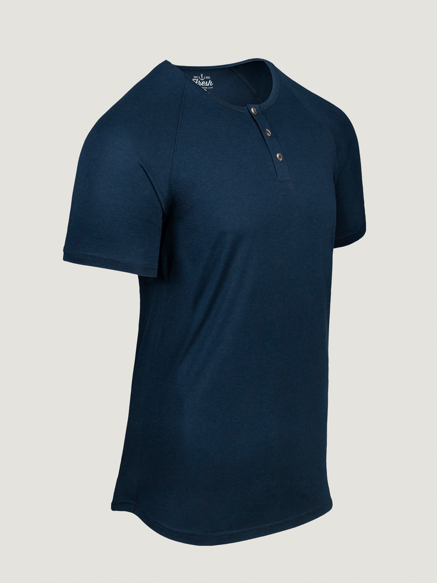 Men's Navy Slim Fit Henley Shirt - Soft Cotton Long Sleeve Casual Tee for Everyday Wear & Layering