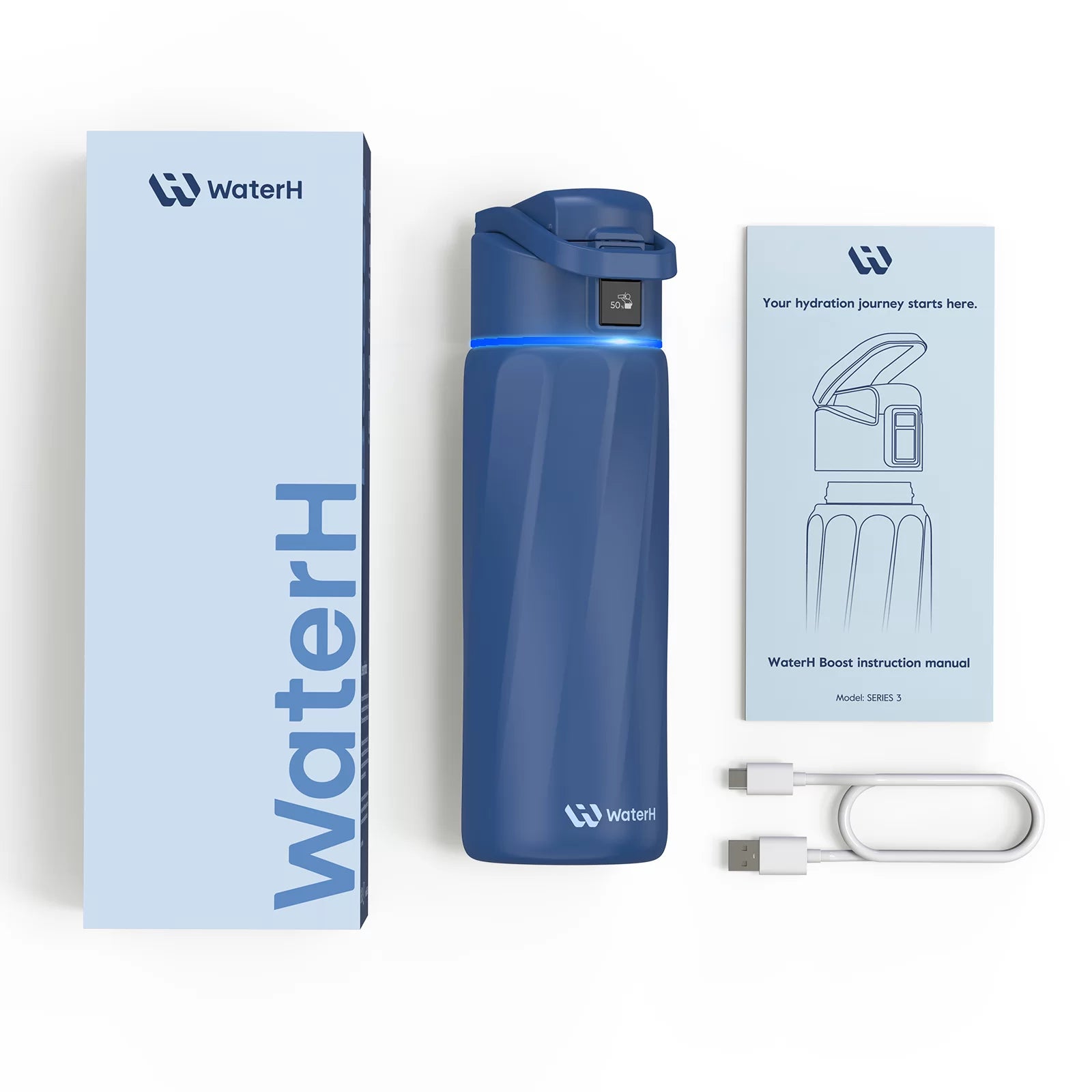 WaterH Smart Water Bottle 24oz with Hydration Tracking & App Sync - Leak Proof, BPA Free Stainless Steel Bottle for Gym, Hiking & Daily Hydration | Official Store