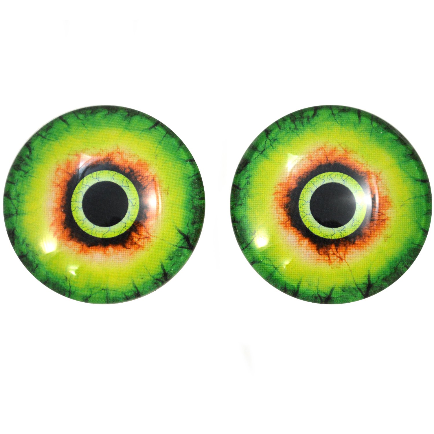 40mm Large Green Monster Glass Eyes Cabochons for Fantasy Dolls, Taxidermy, Sculptures & Jewelry Making - Perfect for Halloween Decor, Cosplay Props and DIY Craft Projects