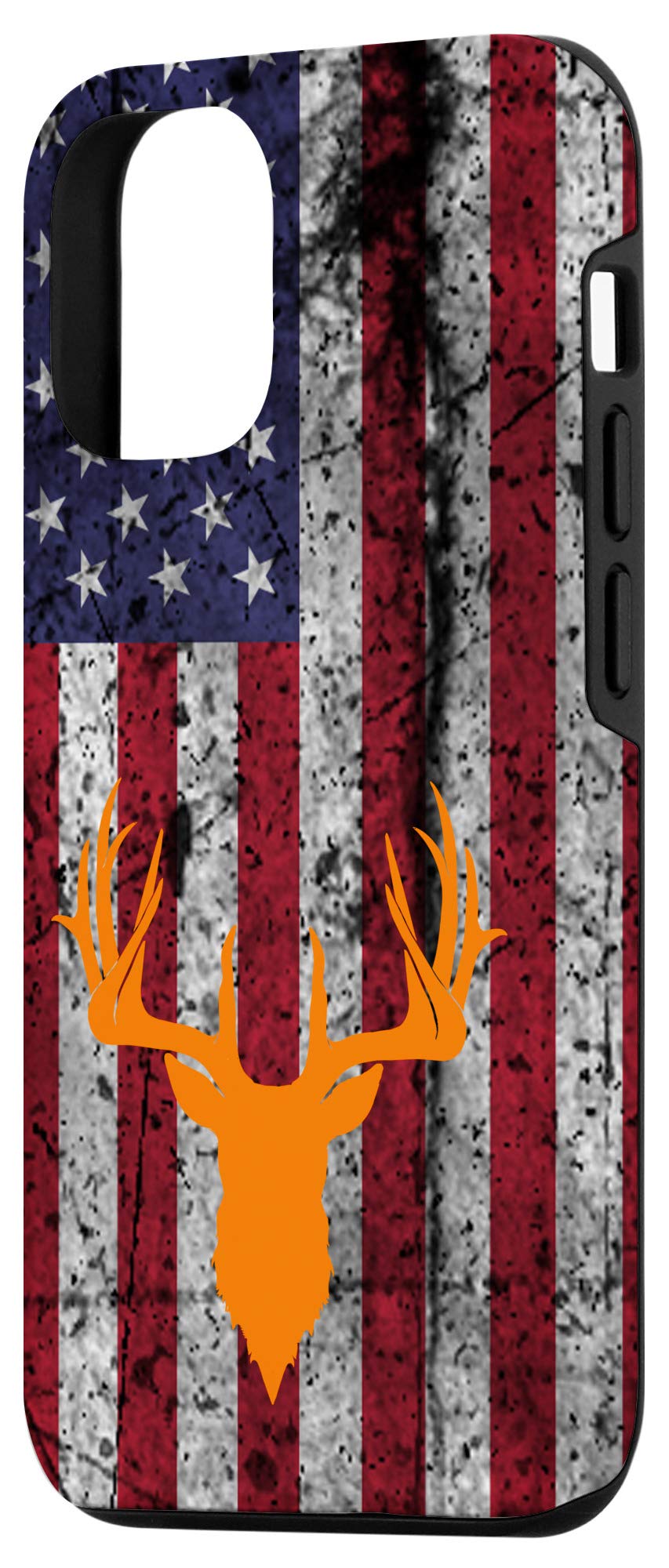 iPhone 12/12 Pro Case - Patriotic Deer Hunting Design with USA Flag in Orange, Red, White & Blue | Rugged Protective Cover for Outdoor Enthusiasts & Hunting Trips