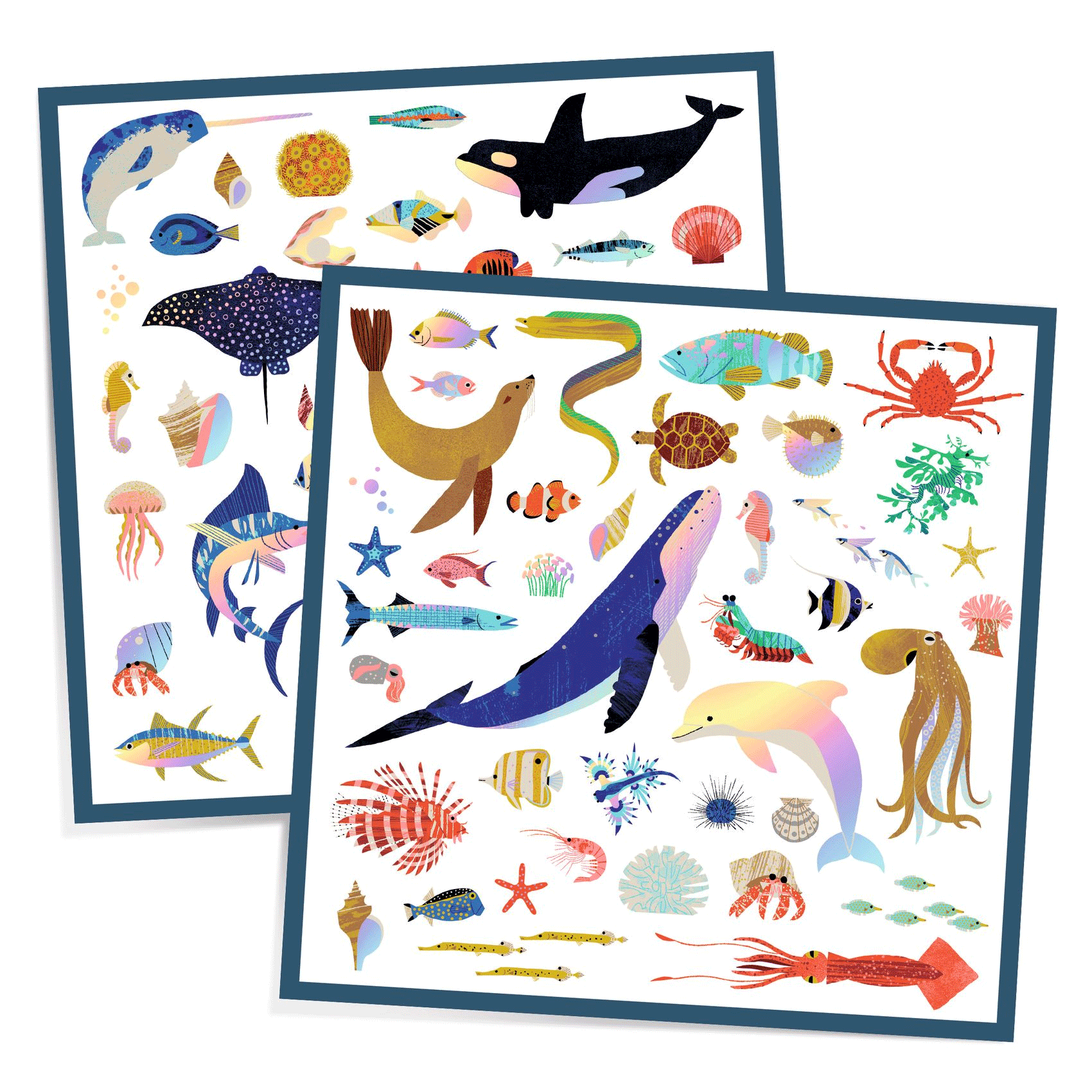 Ocean Metallic Stickers by Djeco - Premium Waterproof Decals for Scrapbooking, Laptop Decoration & DIY Crafts