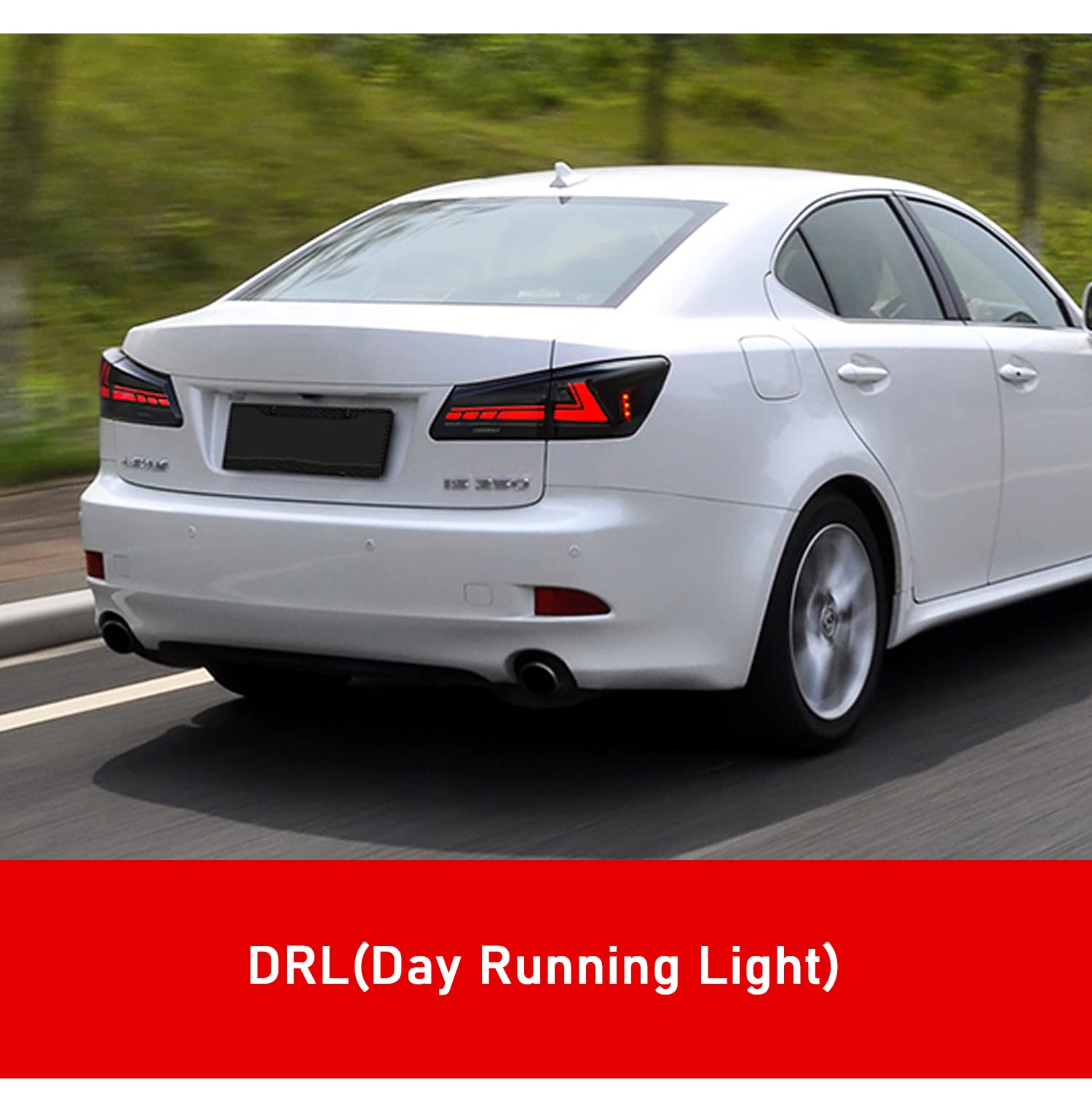 HCMOTIONZ LED Tail Lights Assembly for 2006-2013 Lexus IS250 IS350 ISF Sedan - Plug-and-Play Taillamp with Startup Animation, DRL & Reverse Lights - Direct Replacement for OEM - Perfect for Night Driving & Car Customization