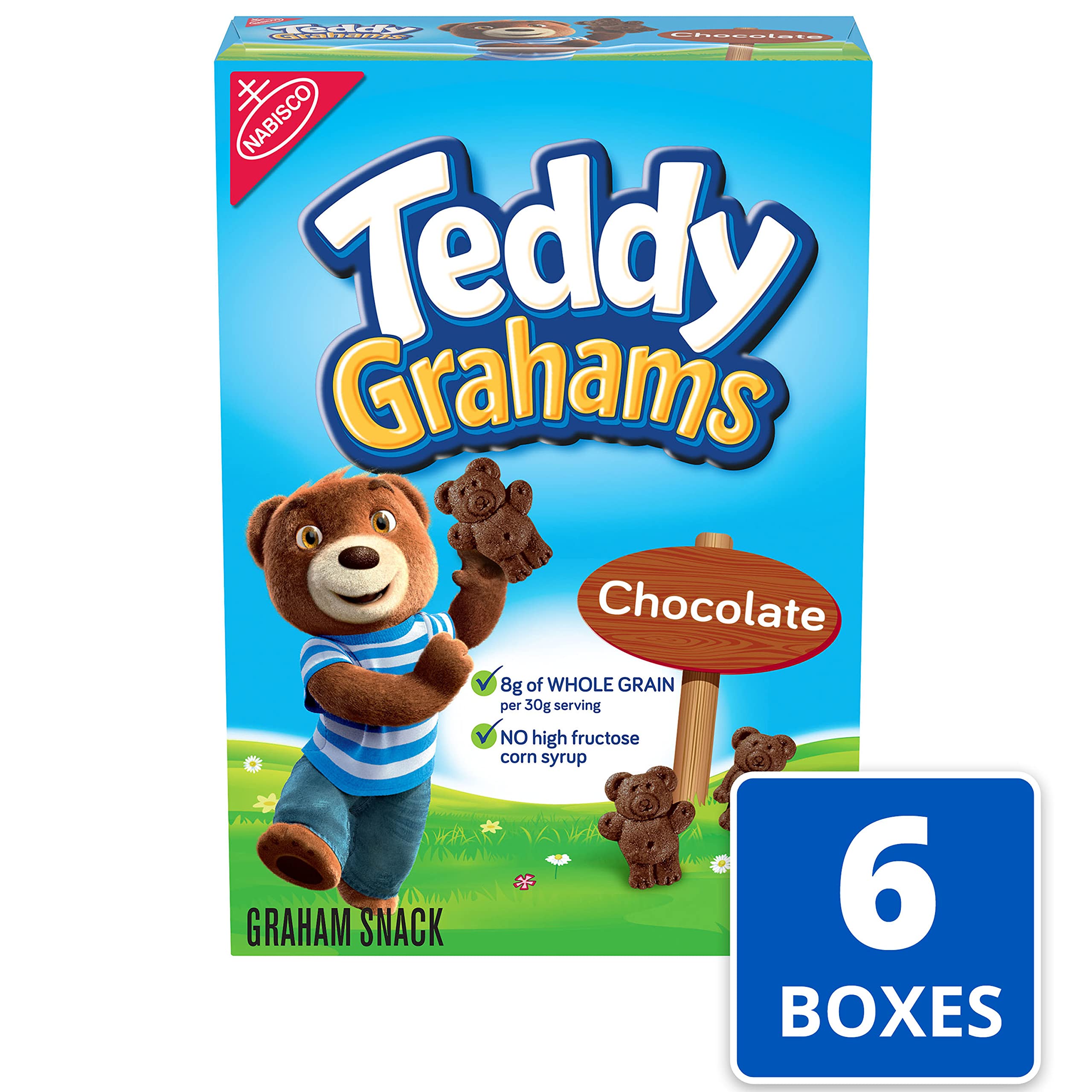 Teddy Grahams Chocolate Graham Snacks - 10oz Pack of 12 | Crunchy Chocolate Cookies for Kids Lunch, School Snacks & Afternoon Treats | Baked Graham Cracker Snack Pack