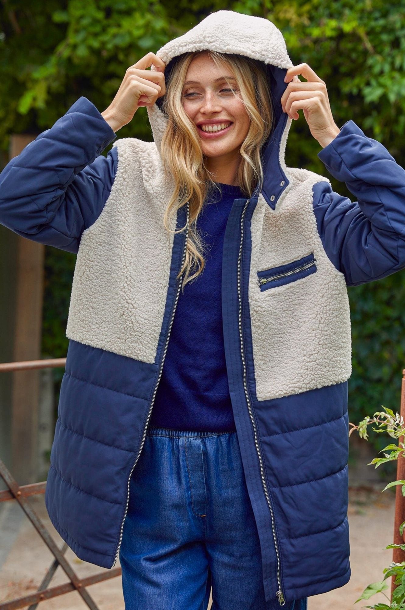 Petra Coat for Women - Navy & Taupe Waterproof Winter Jacket - Warm Windproof Outerwear for Cold Weather, Hiking & Outdoor Activities