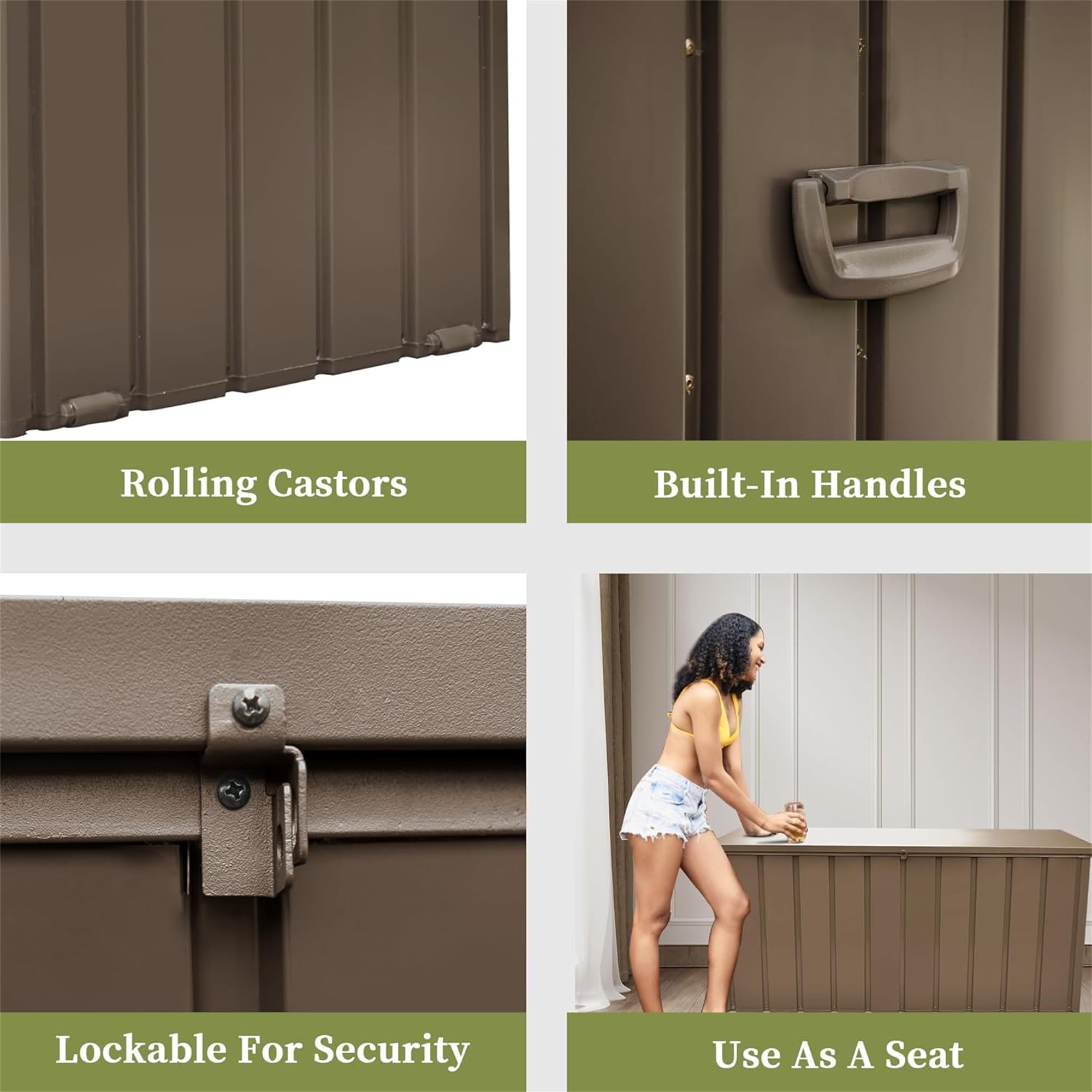 120 Gallon Outdoor Deck Box - Waterproof Patio Storage Bench for Cushions, Garden Tools & Pool Accessories | Durable Dark Brown Deck Storage for Backyard, Patio & Poolside Organization