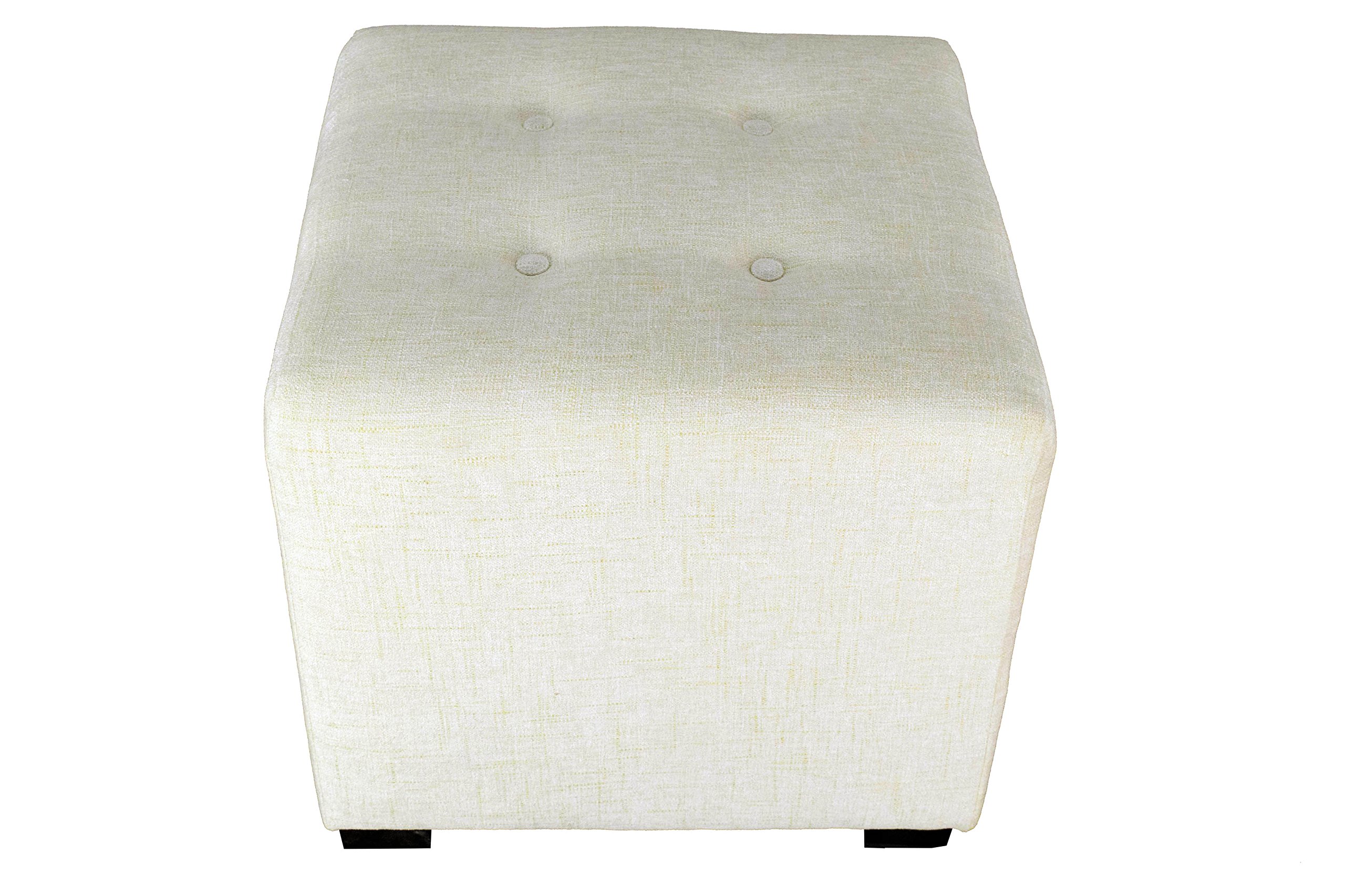 MJL Furniture Designs Merton Collection - Modern Fabric Cube Footrest Ottoman with 4 Button Tufting, Atlas Series in Bone Color | Living Room Accent, Bedroom Decor, Office Seating