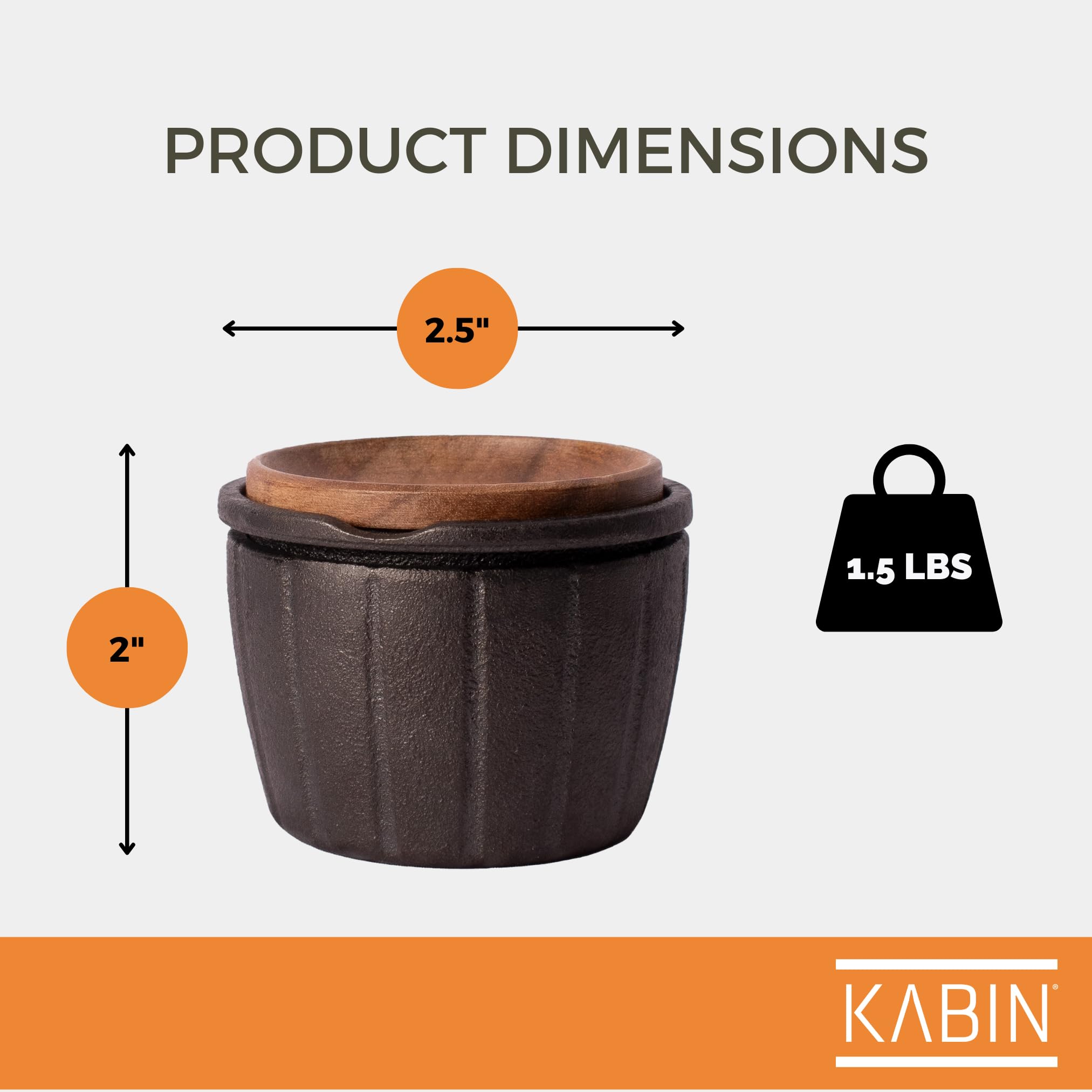 Premium KABIN Spice Mill & Cast Iron Mortar Pestle Set - Manual Pepper Grinder, Herb Crusher for Fresh Spices - Durable Molcajete Bowl for Grinding, Measuring & Storing - Perfect for Kitchen, Cooking & Seasoning Dishes