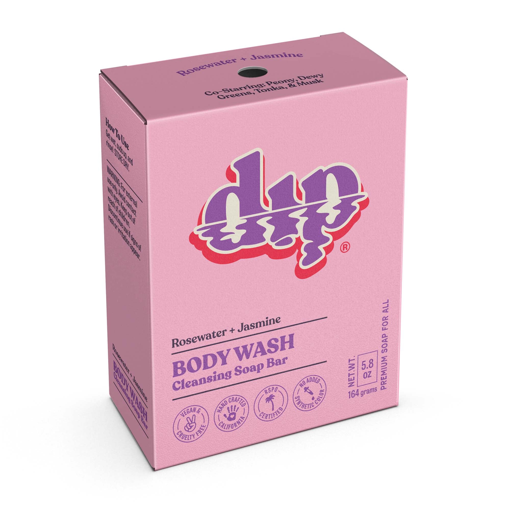 Natural Rosewater & Jasmine Body Wash Cleansing Soap Bar - Moisturizing & Gentle for Sensitive Skin - Perfect for Shower, Bath & Travel