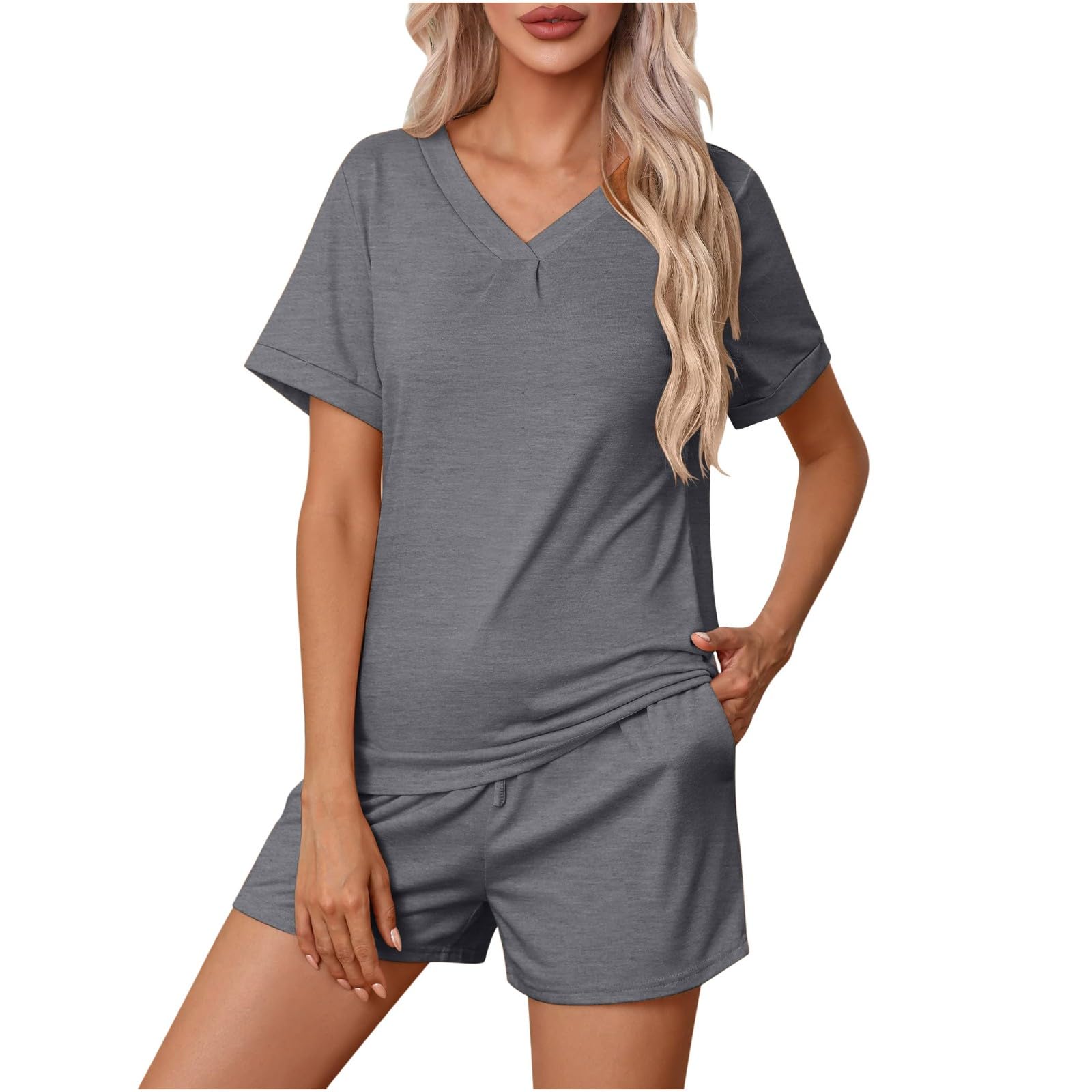 Women's 2-Piece Summer Shorts Pajama Set - Soft Lounge Wear & Sleepwear for Women - Matching Outfits for Relaxing at Home, Travel & Vacation