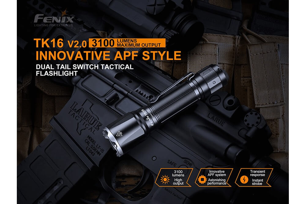 Fenix TK16 V2.0 Tactical Flashlight - 3100 Lumens Ultra Bright LED, Rechargeable, IP68 Waterproof, for Camping, Hiking, Emergency & Outdoor Adventures