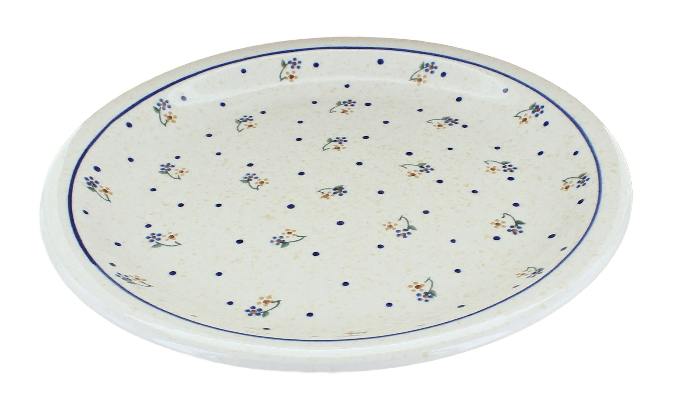 Handmade Blue Rose Polish Pottery Country Meadow Dinner Plate - Elegant Floral Design for Farmhouse Dining, Wedding Registry & Rustic Table Setting
