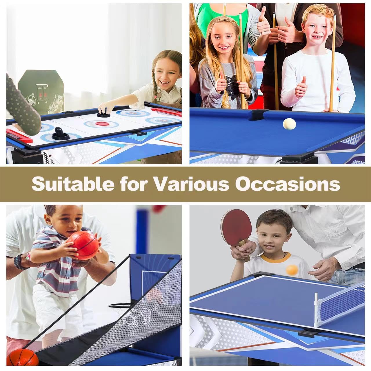 5-in-1 Multi-Game Combination Table Set - Table Tennis, Pool, Archery, Slide Hockey & Basketball - Perfect for Family Fun & Parent-Child Bonding | Indoor/Outdoor Game Table for Kids & Adults | Great for Parties, Playrooms & Backyard Entertainment