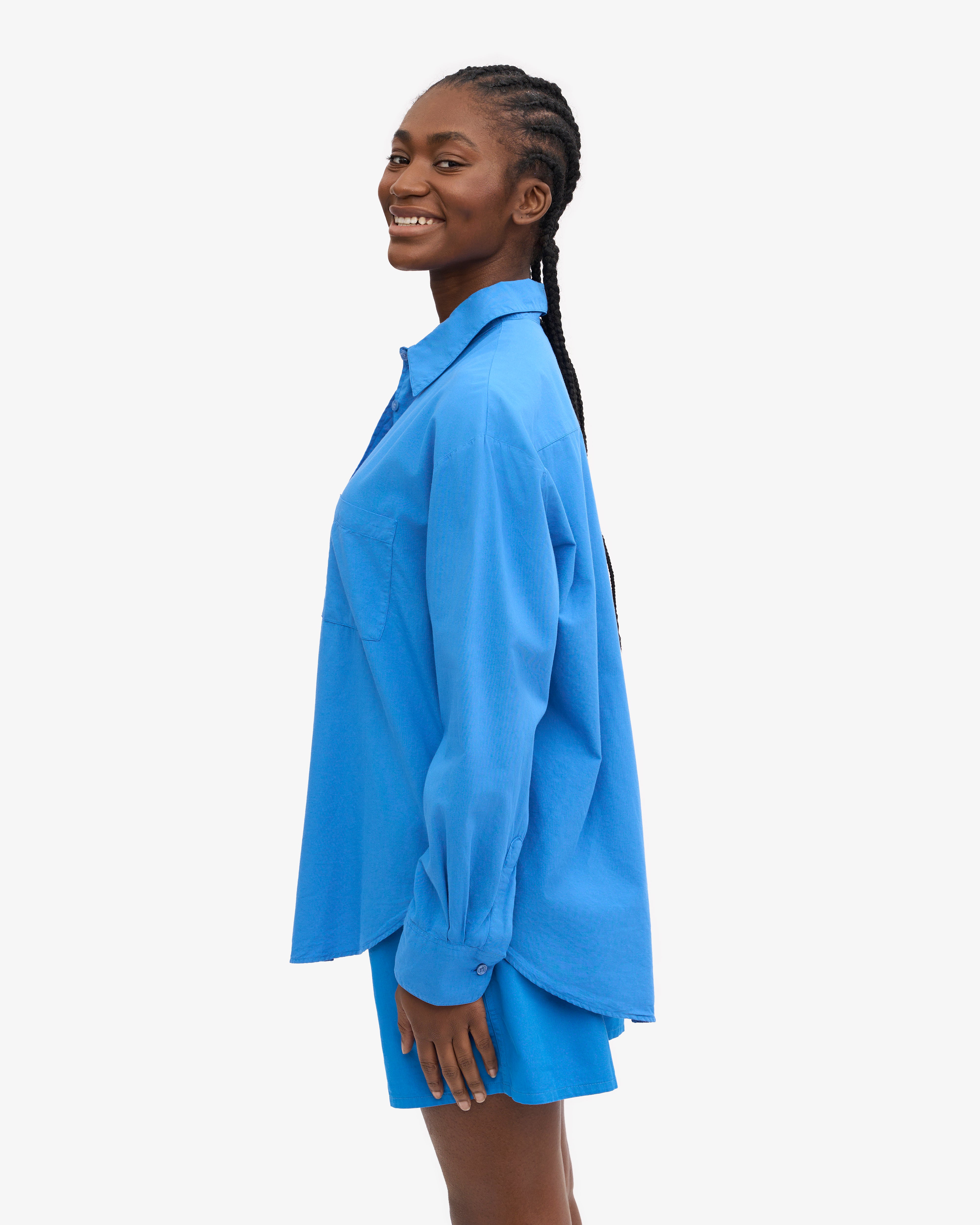 Organic Oversized Shirt for Women | Soft Cotton Relaxed Fit | Pacific Blue | Casual Wear & Loungewear for Everyday Comfort