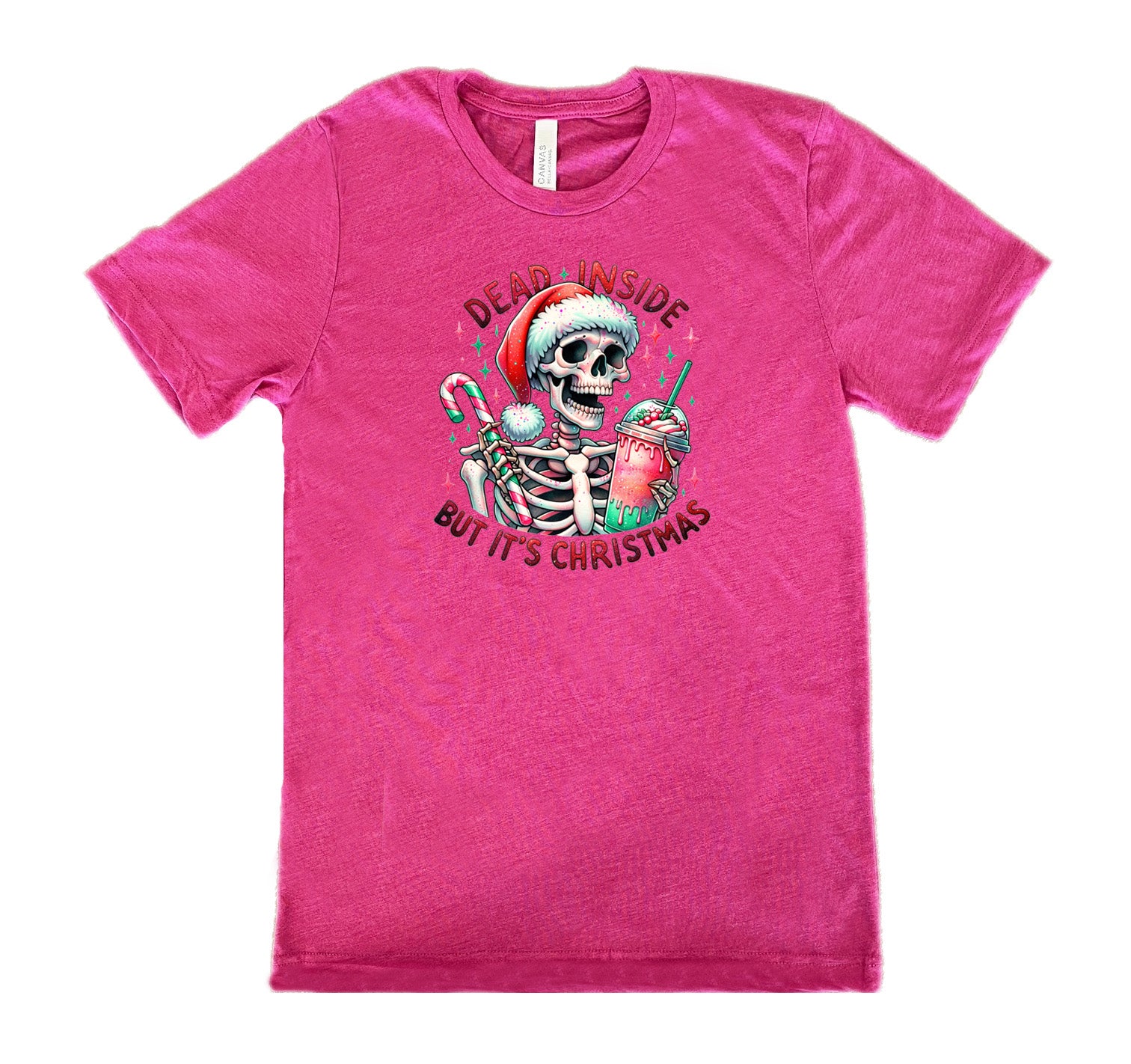 Dead Inside But It's Christmas Skeleton T-Shirt - Unisex Funny Holiday Graphic Tee for Christmas Parties & Gifts
