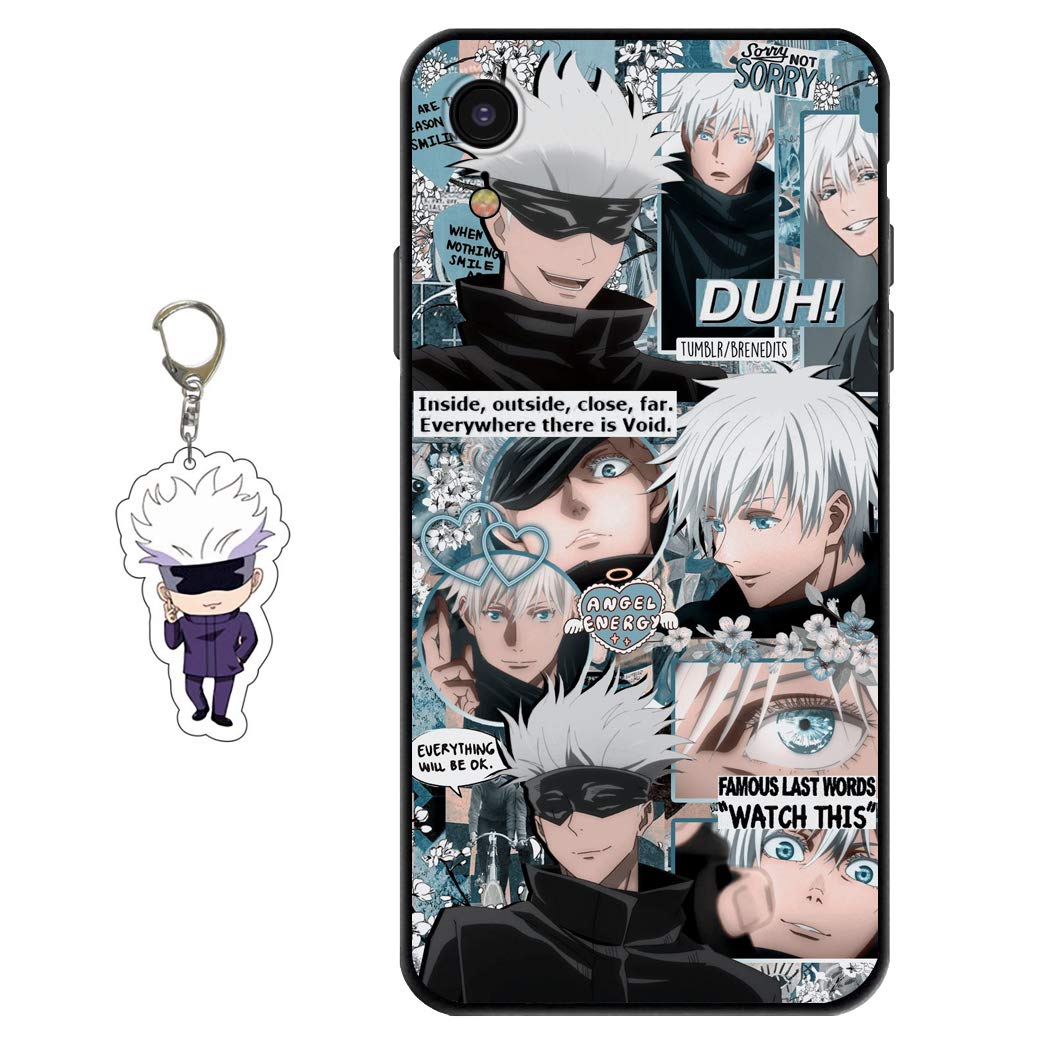 Anime Gojo Satoru Figure Keychain Soft Silicone TPU Phone Case for iPhone XR - Cute Cartoon Protective Cover with Anti-Scratch Design | Perfect for Daily Use, School, Work and Anime Fans Gift