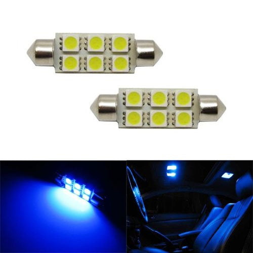 2 Pack Blue 6 SMD LED Bulbs for Car Interior Dome Lights - 1.72
